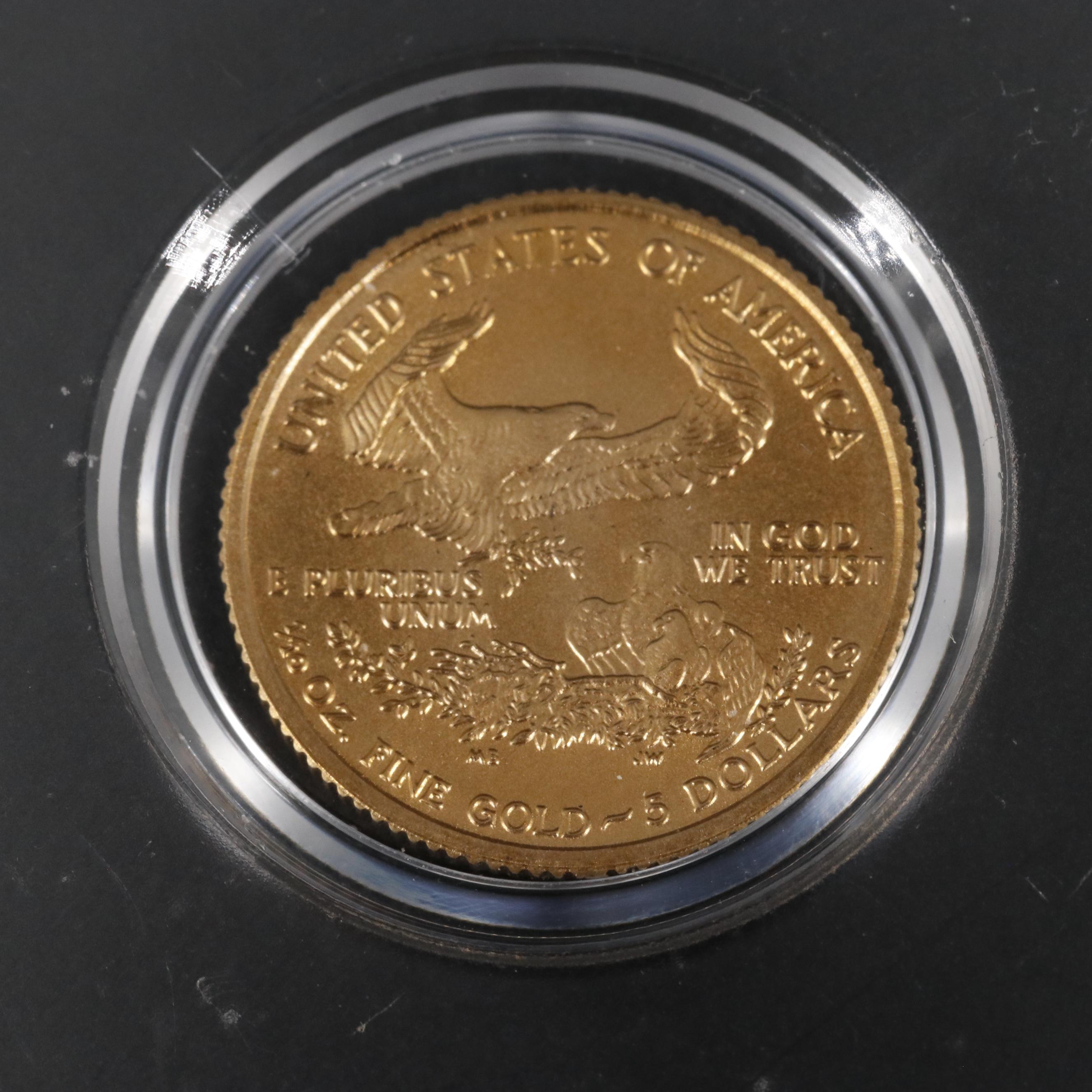 Group of Five 2004 United States One Tenth Ounce Gold Eagles
