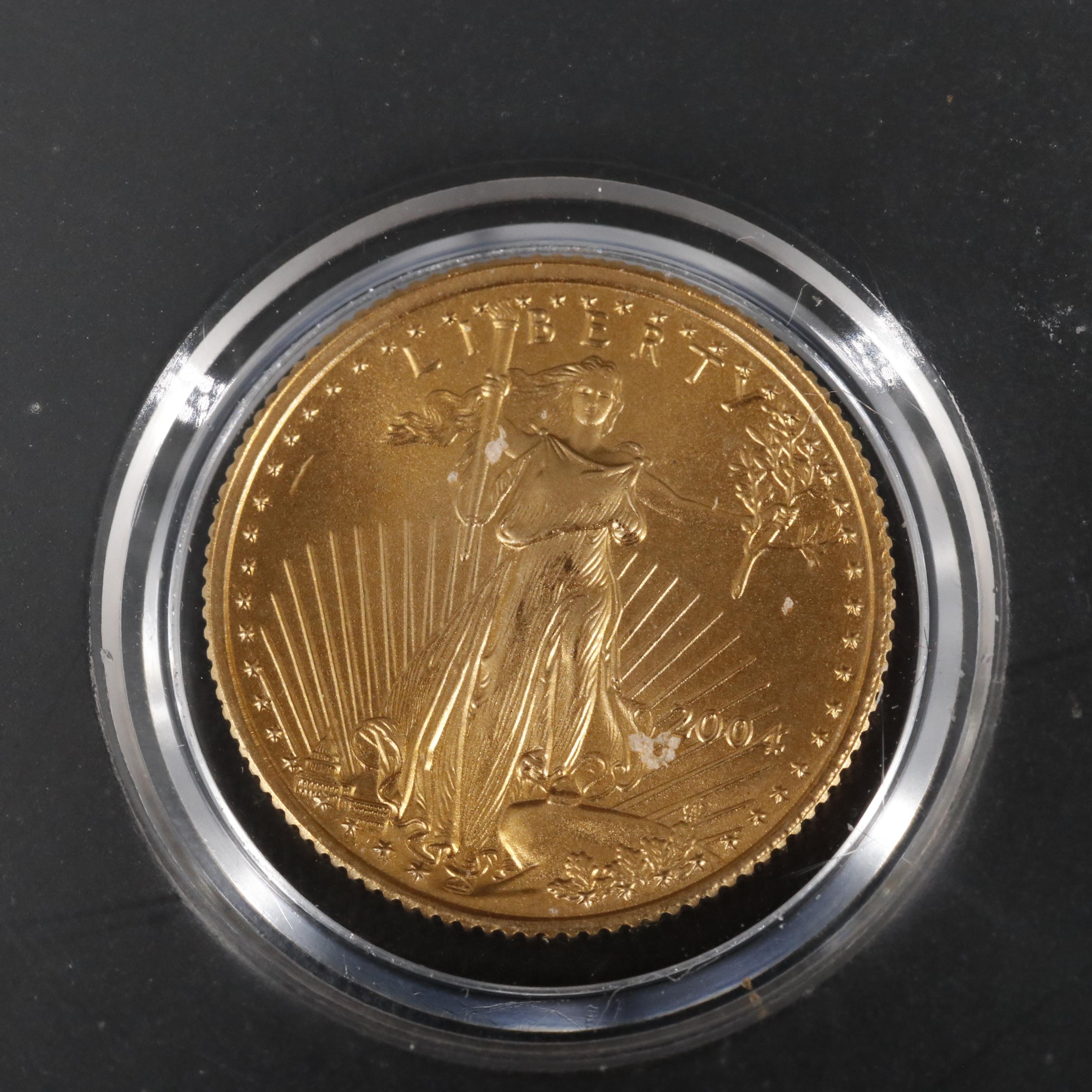 Group of Five 2004 United States One Tenth Ounce Gold Eagles