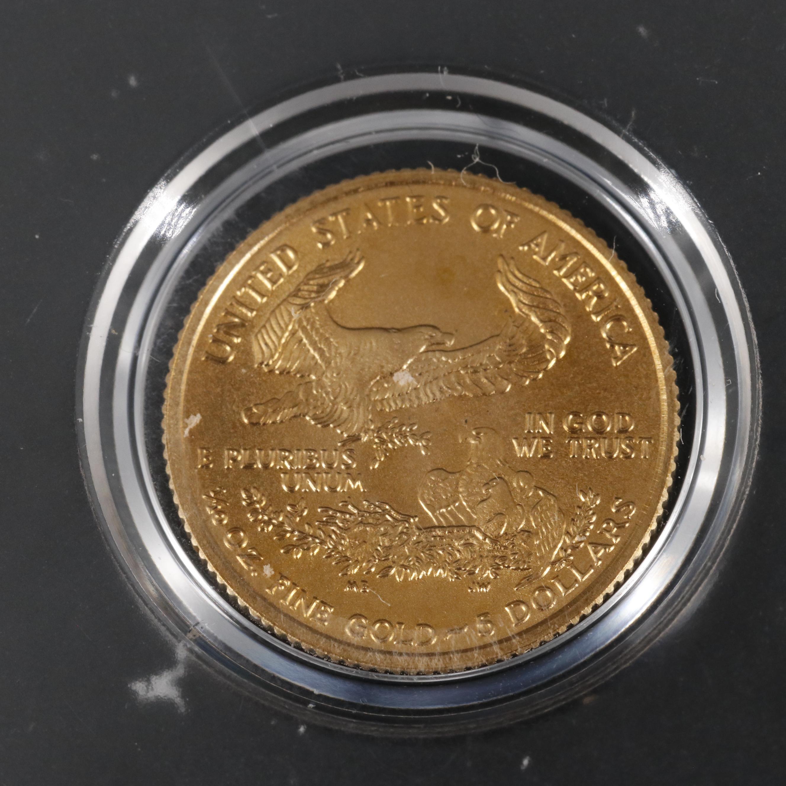 Group of Five 2004 United States One Tenth Ounce Gold Eagles