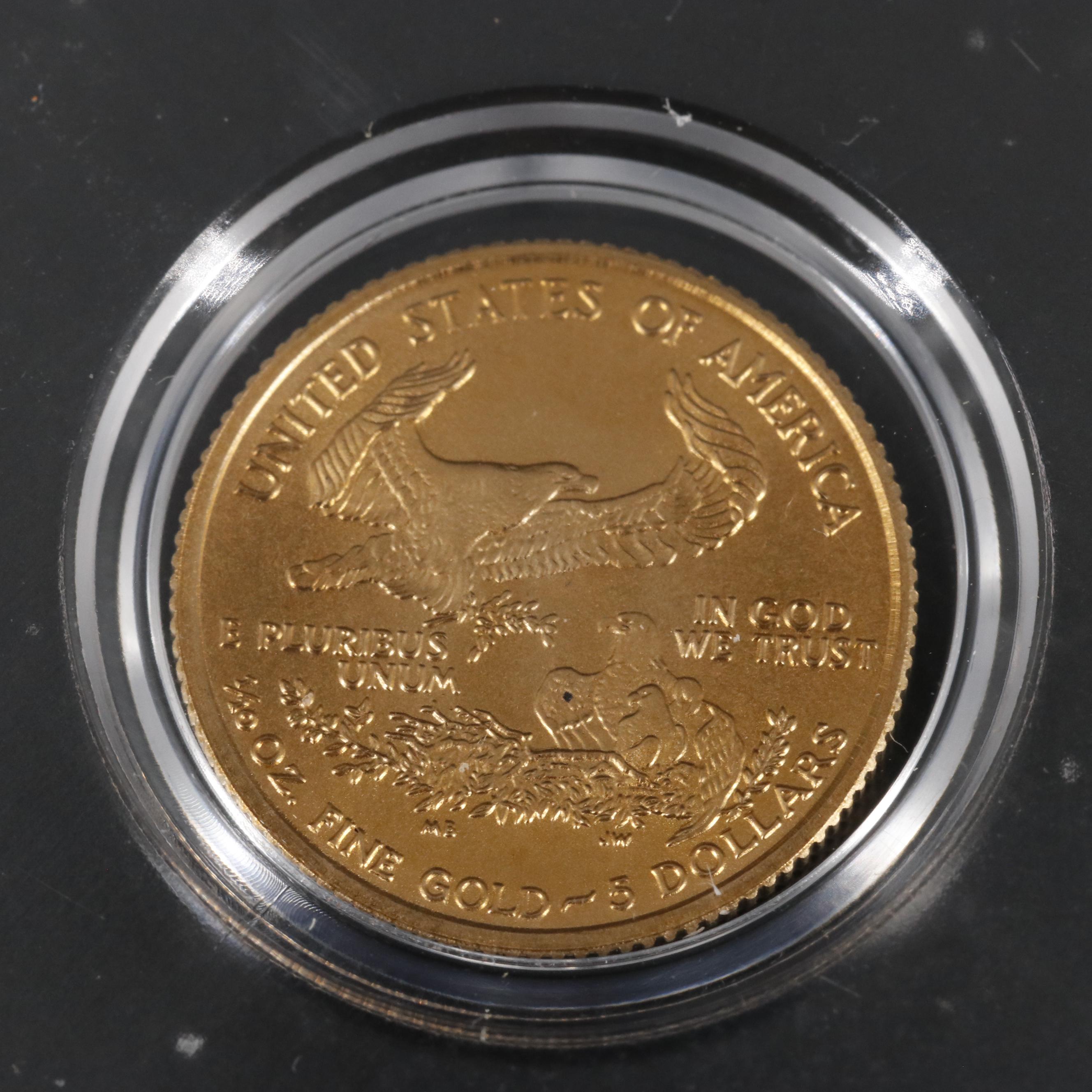 Group of Five 2004 United States One Tenth Ounce Gold Eagles