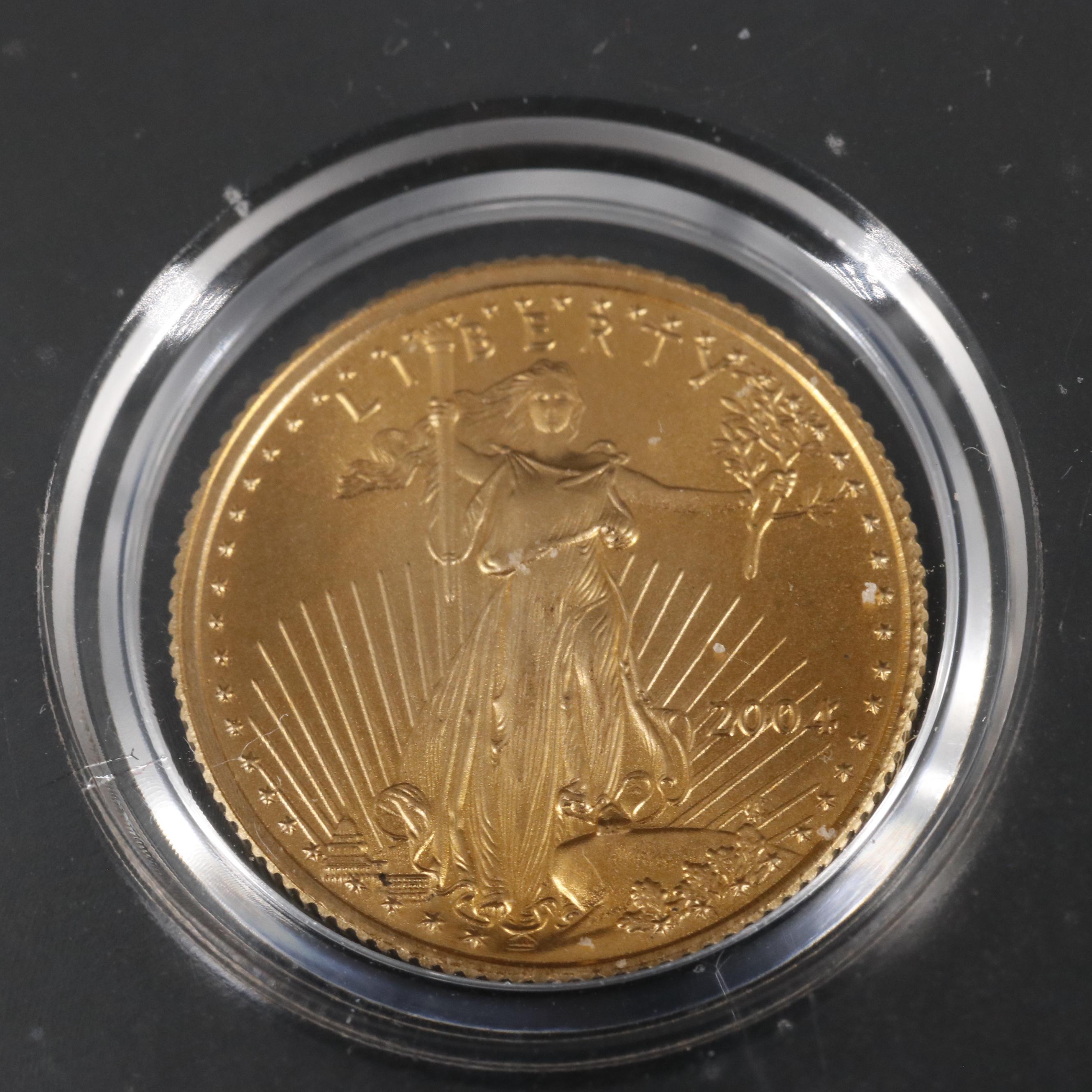 Group of Five 2004 United States One Tenth Ounce Gold Eagles