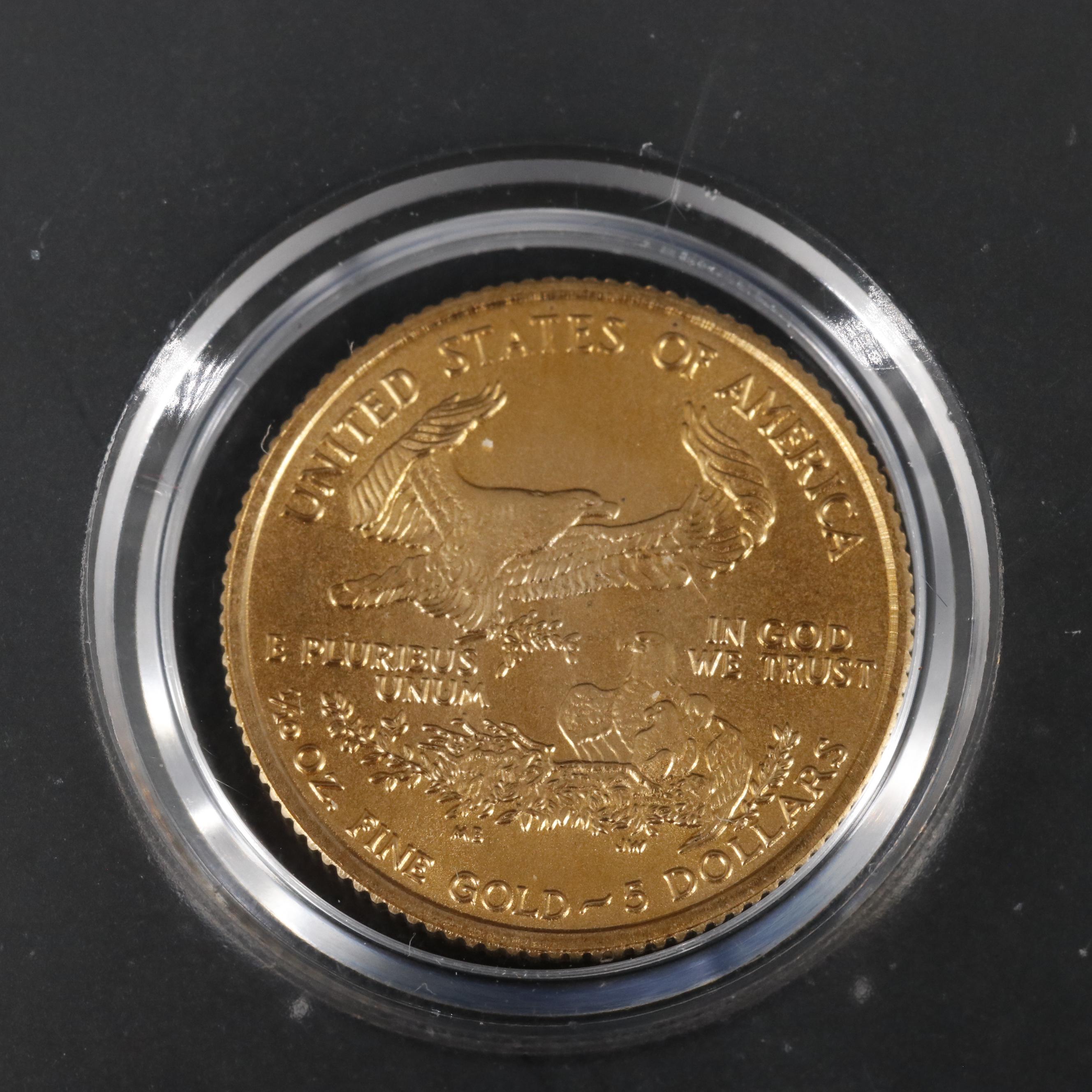 Group of Five 2004 United States One Tenth Ounce Gold Eagles