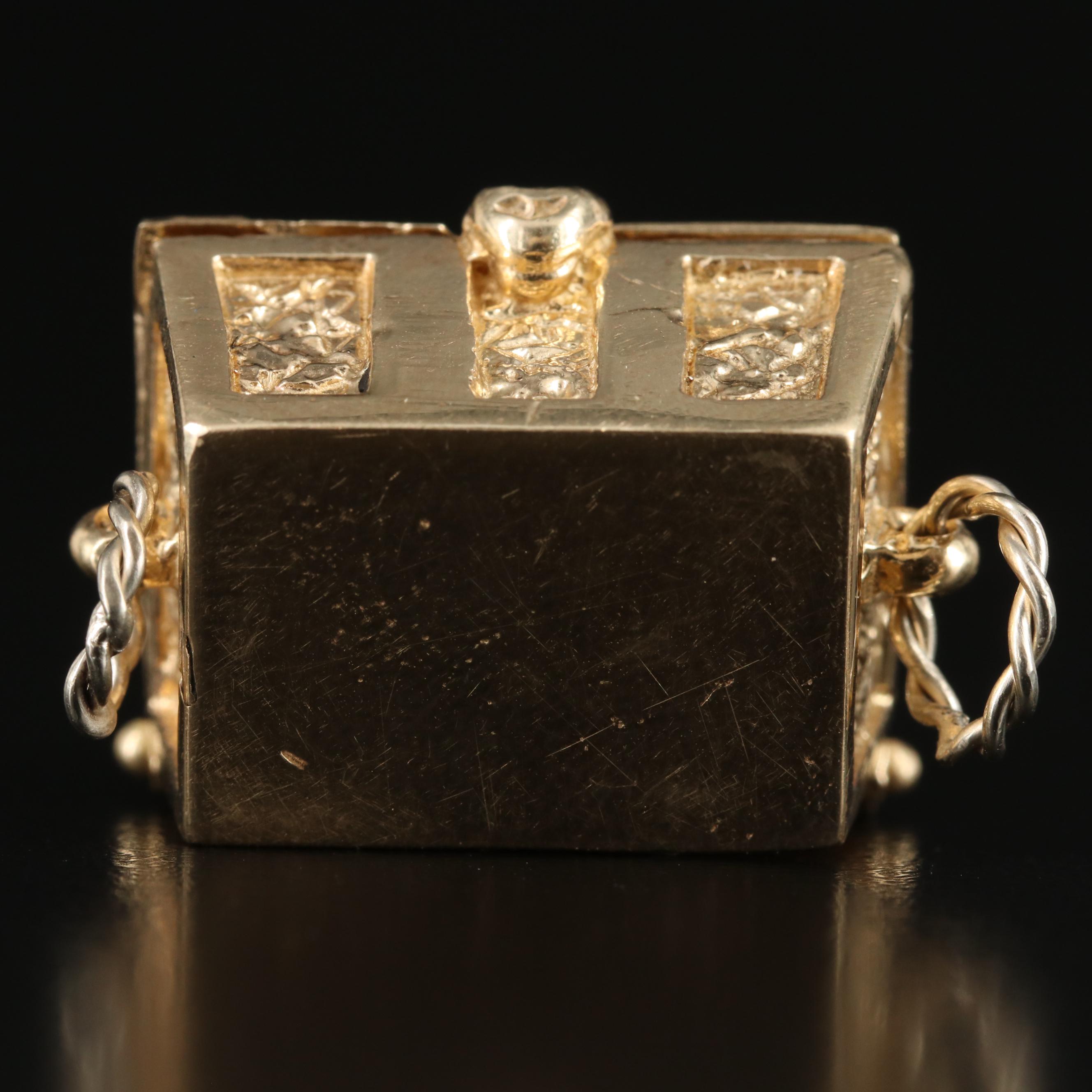 14K Articulated Treasure Chest Pendant with Fancy Diamond (Origin Undetermined)