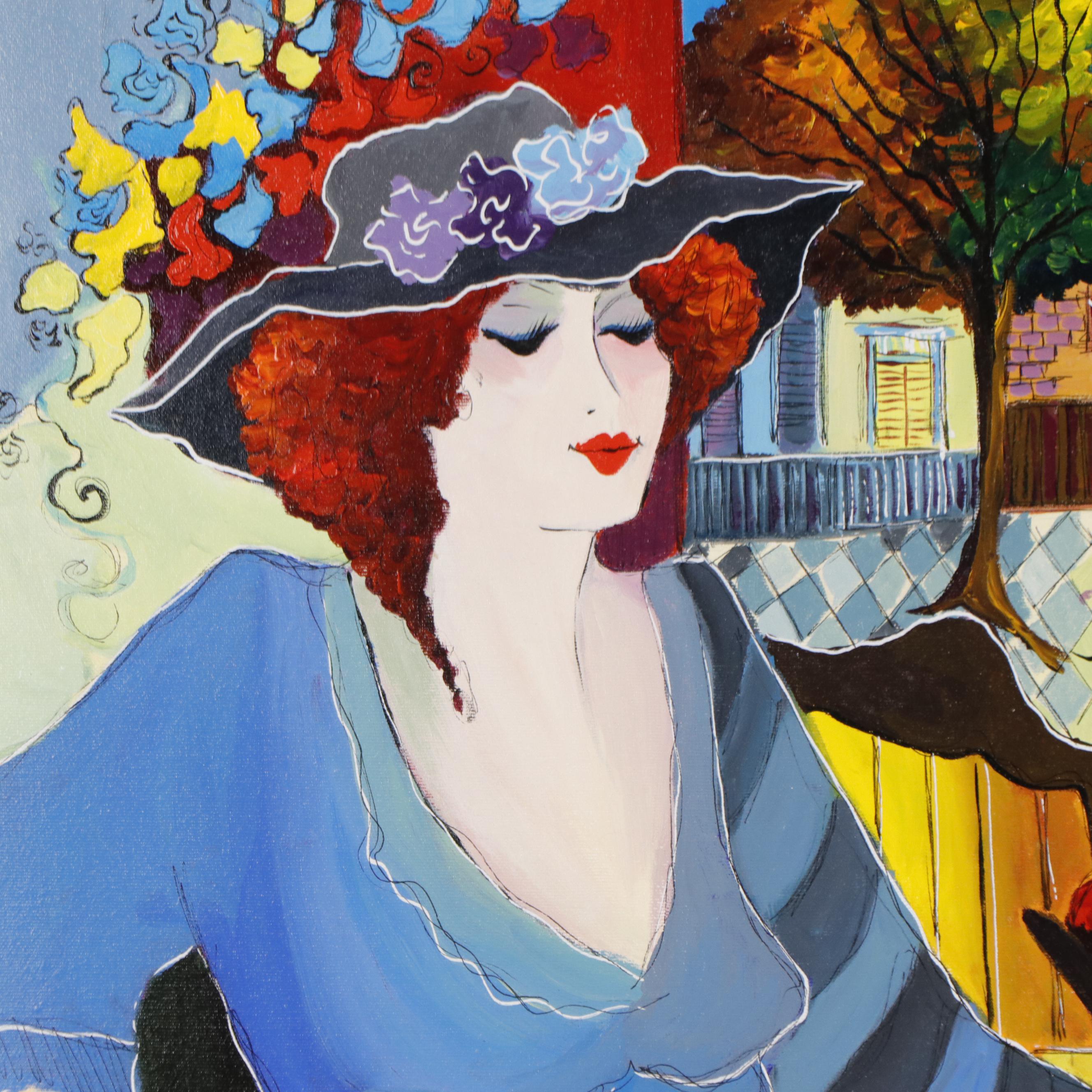 Patricia Govezensky Acrylic Painting of Ladies, 21st Century