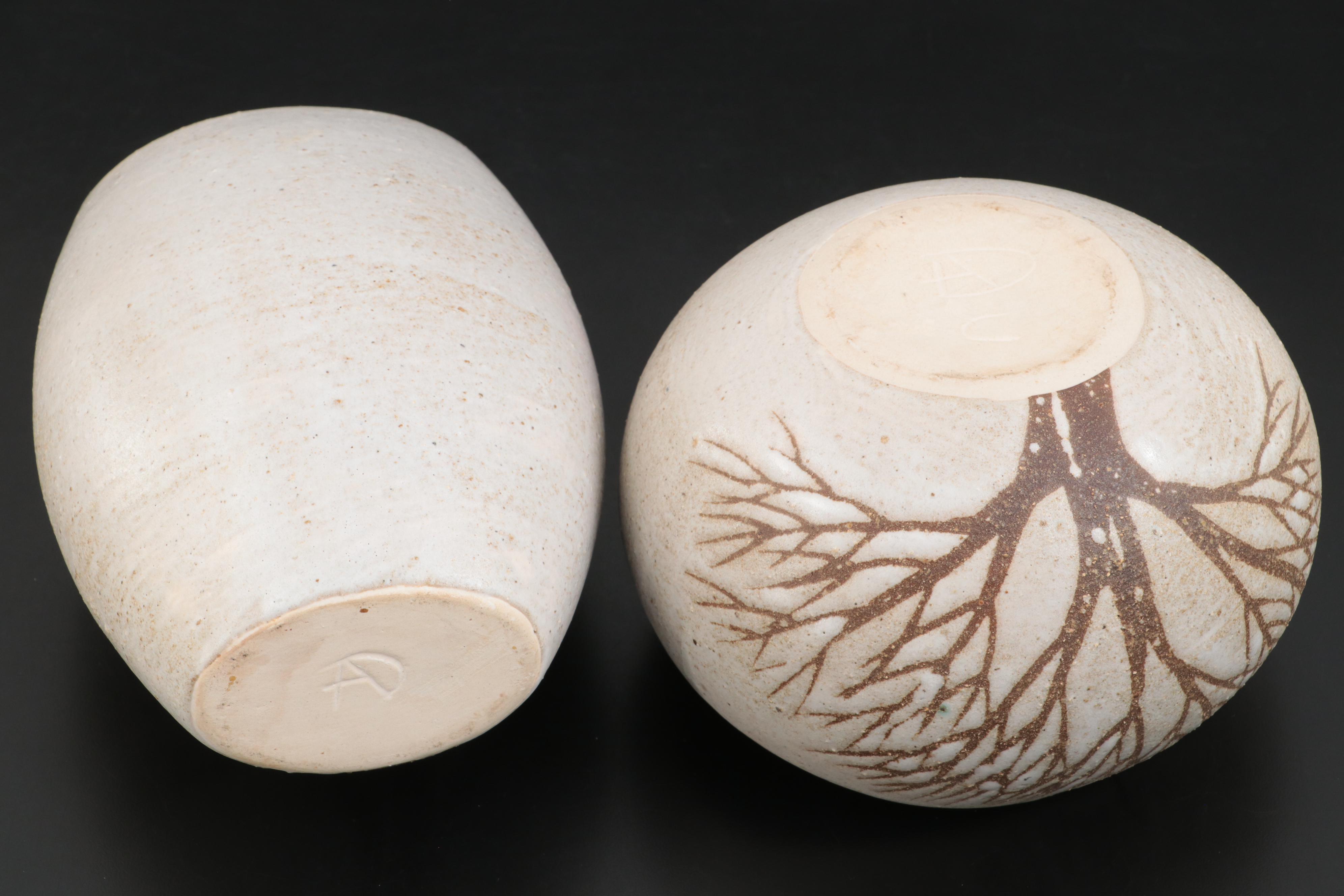 Andersen Design Studio Tree Motif Pottery Vases, circa 1960