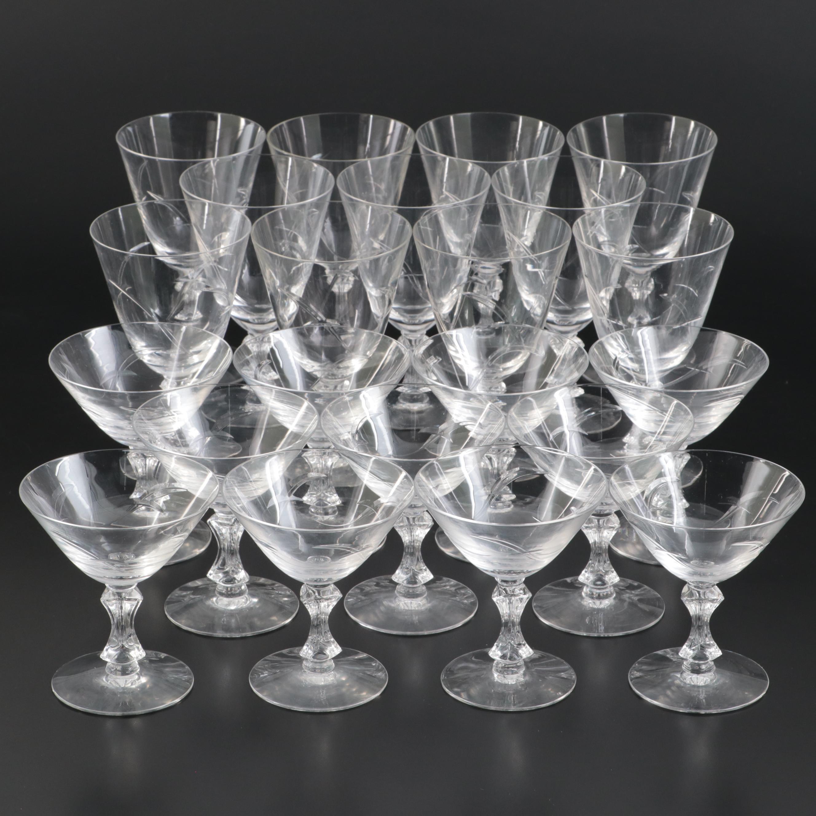 Tiffin-Franciscan "Lark" Crystal Stemware, Mid-20th Century