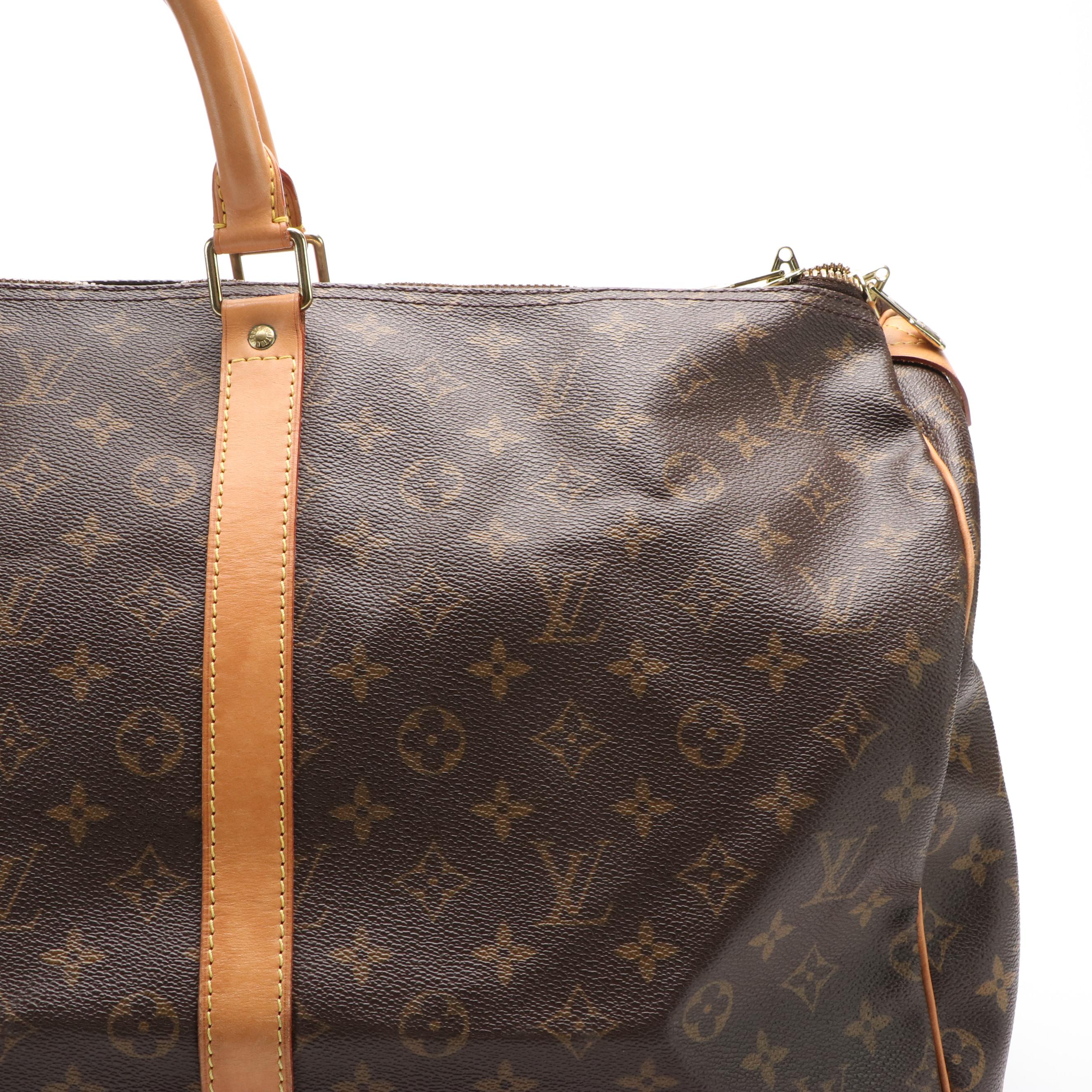 Louis Vuitton Keepall 55 in Brown Monogram Coated Canvas with Leather Trim