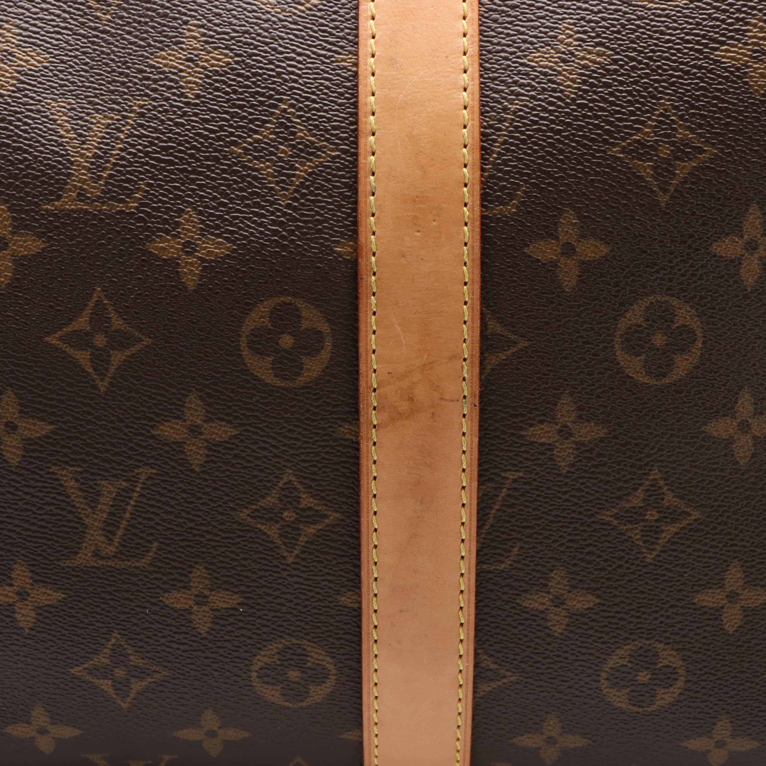 Louis Vuitton Keepall 55 in Brown Monogram Coated Canvas with Leather Trim