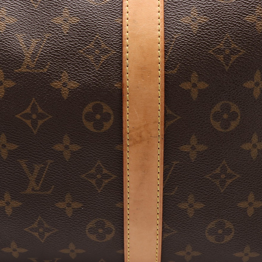 Louis Vuitton Keepall 55 in Brown Monogram Coated Canvas with Leather ...
