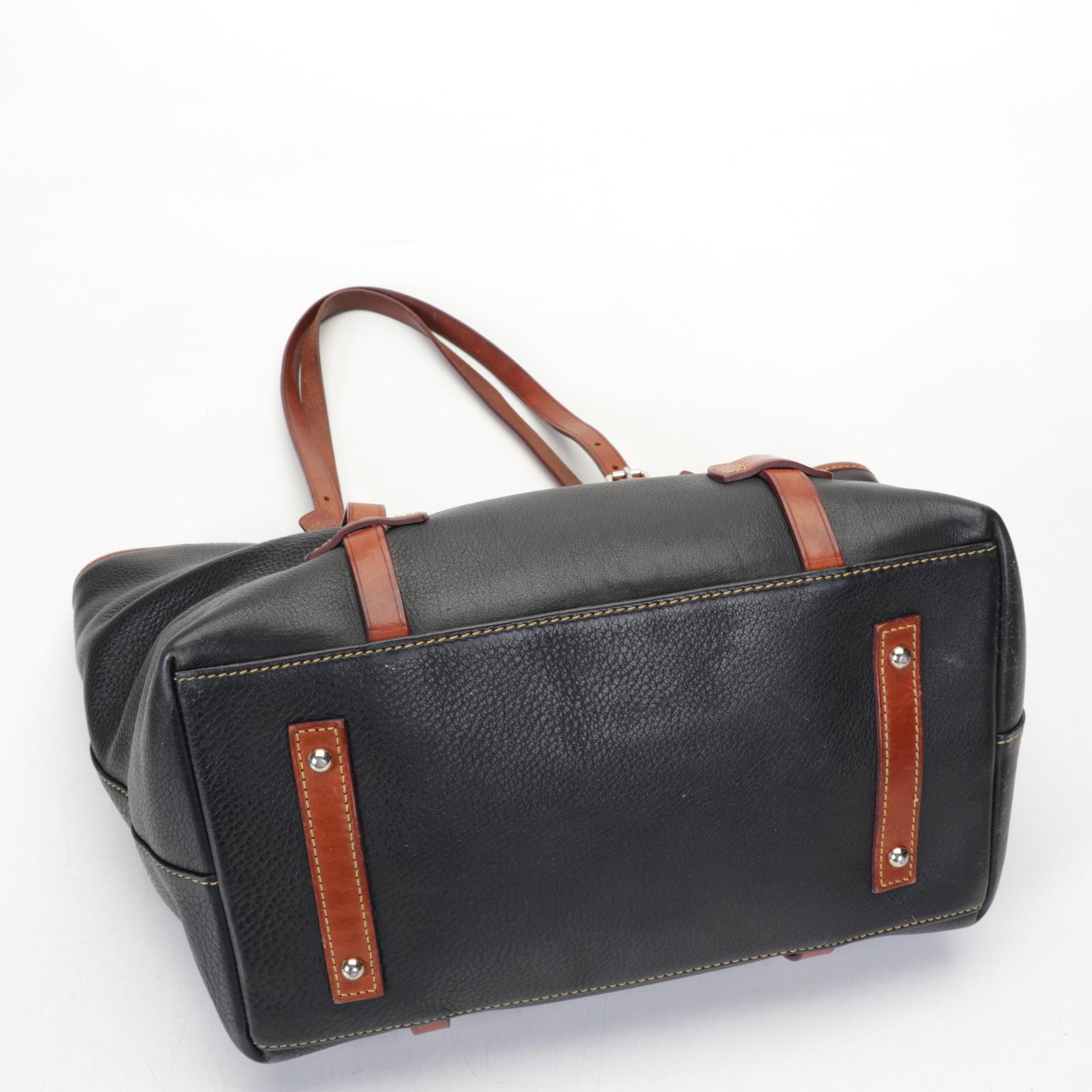 Dooney & Bourke Pebbled Leather Tote in Black with Anne Klein Rabbit Fur Scarf