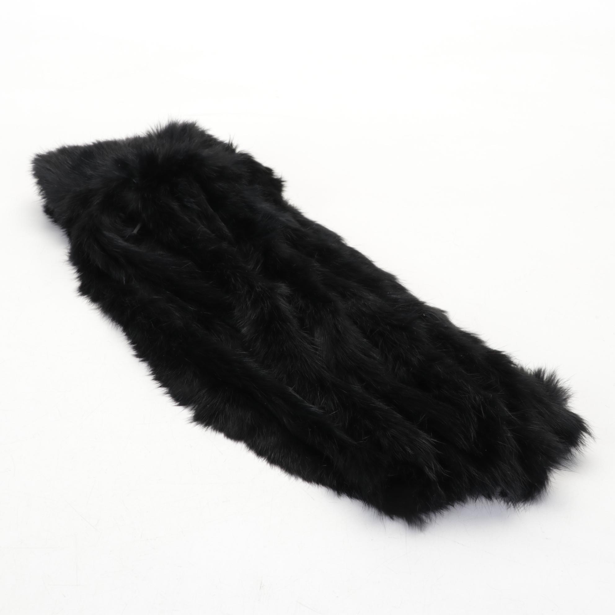 Dooney & Bourke Pebbled Leather Tote in Black with Anne Klein Rabbit Fur Scarf