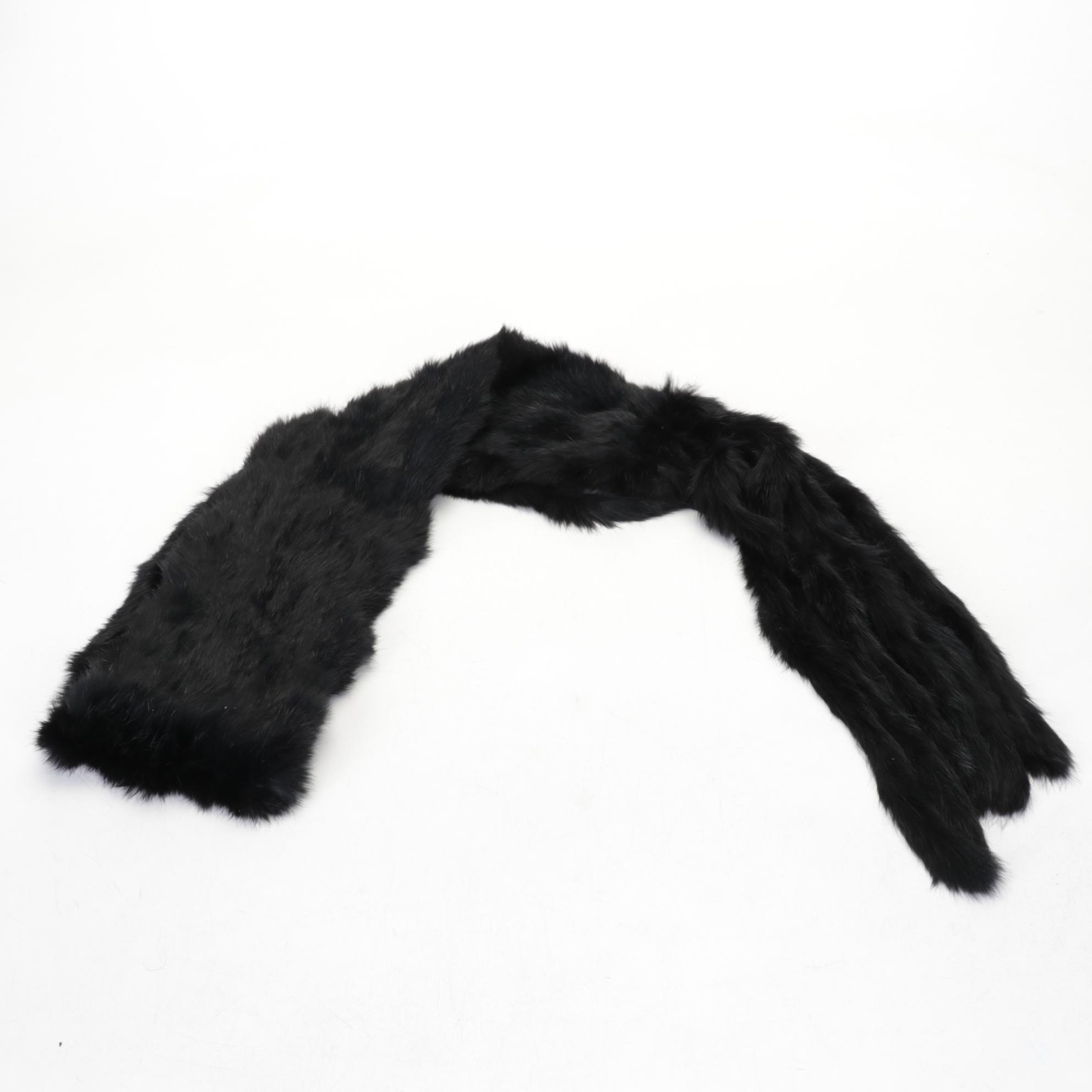 Dooney & Bourke Pebbled Leather Tote in Black with Anne Klein Rabbit Fur Scarf