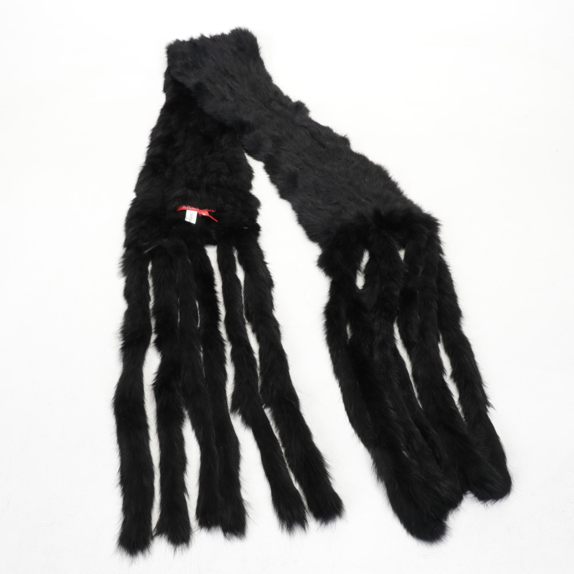 Dooney & Bourke Pebbled Leather Tote in Black with Anne Klein Rabbit Fur Scarf