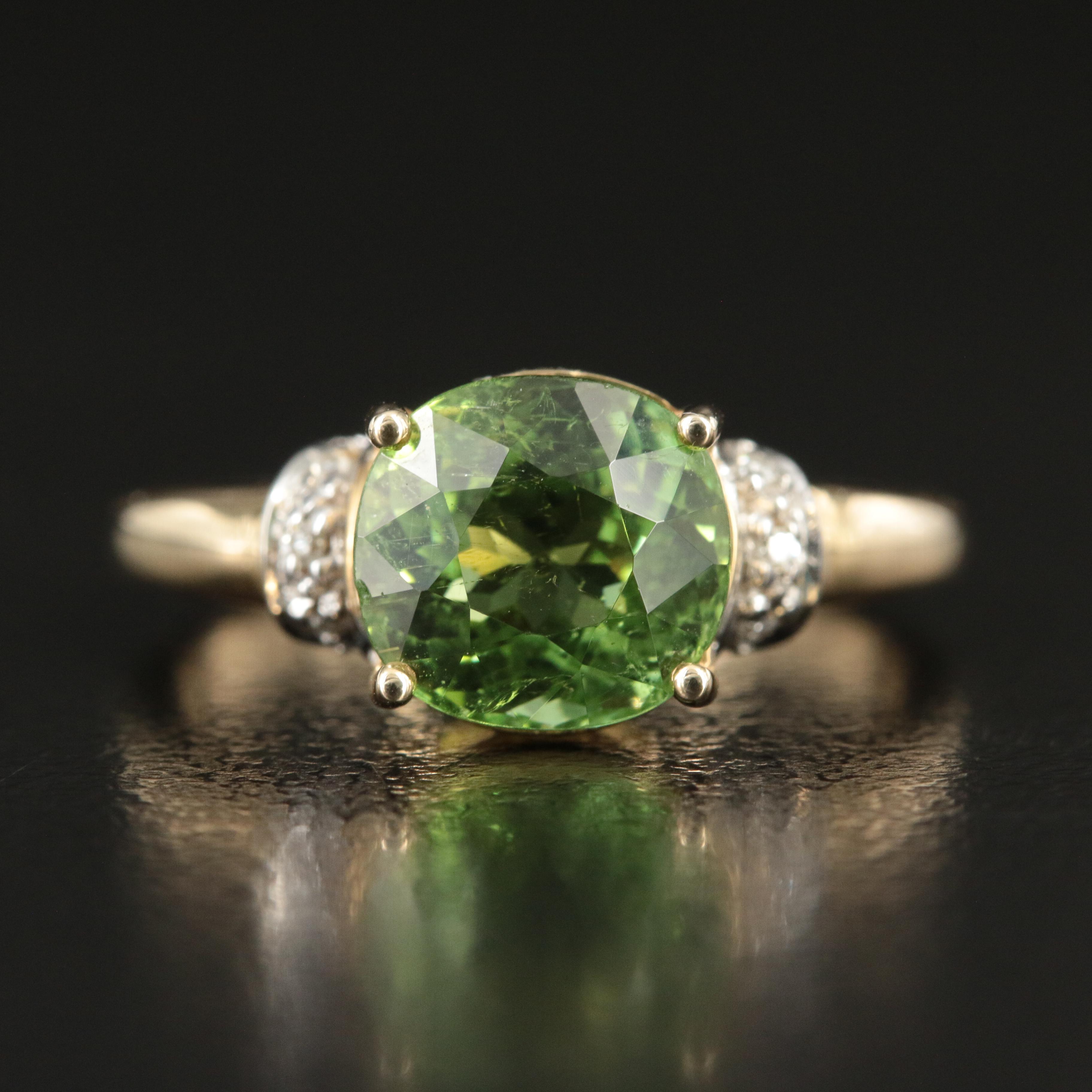 14K 2.75 CT Tourmaline and Diamond Ring