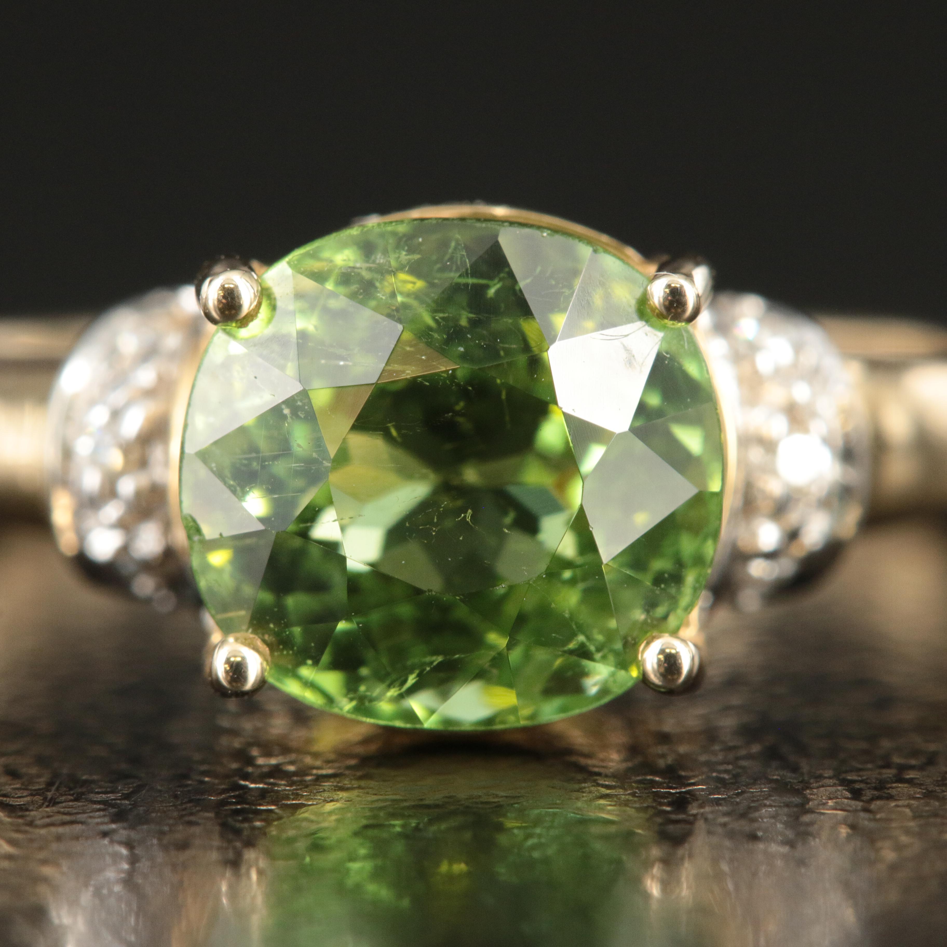 14K 2.75 CT Tourmaline and Diamond Ring