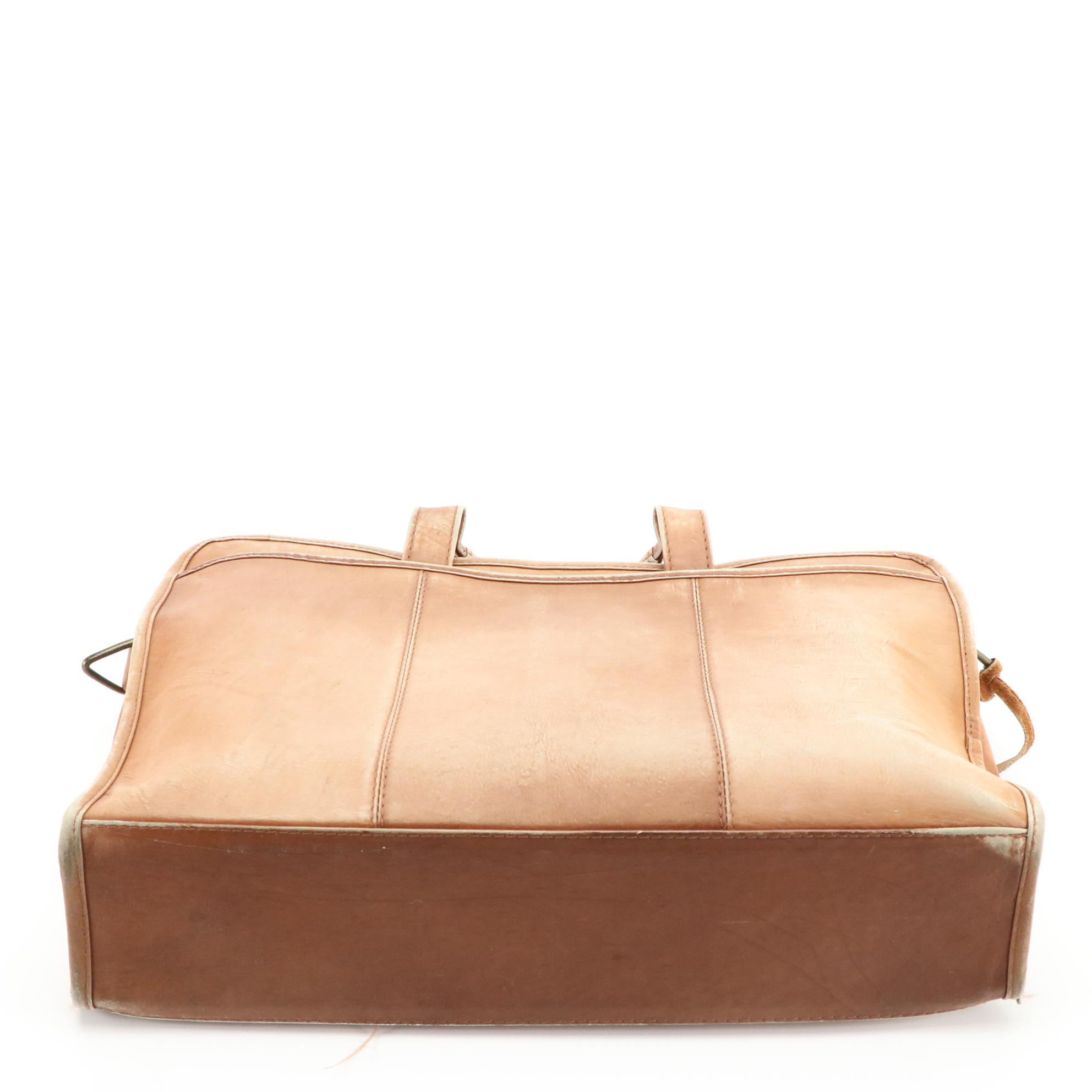 Camel Brown Leather Briefcase EBTH