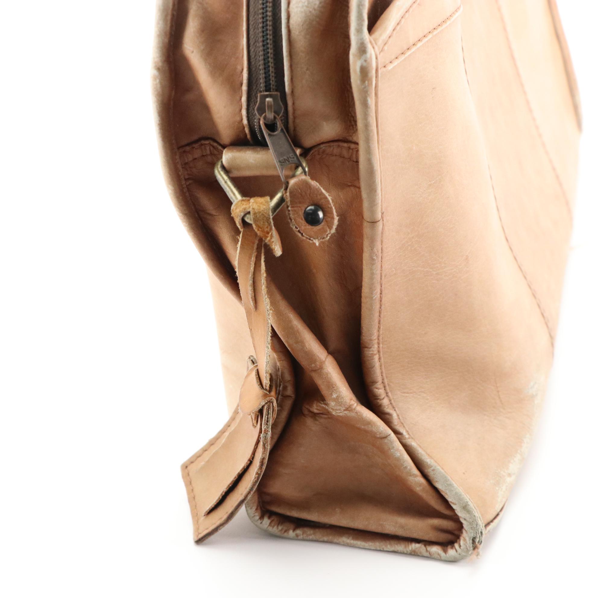 Camel Brown Leather Briefcase EBTH