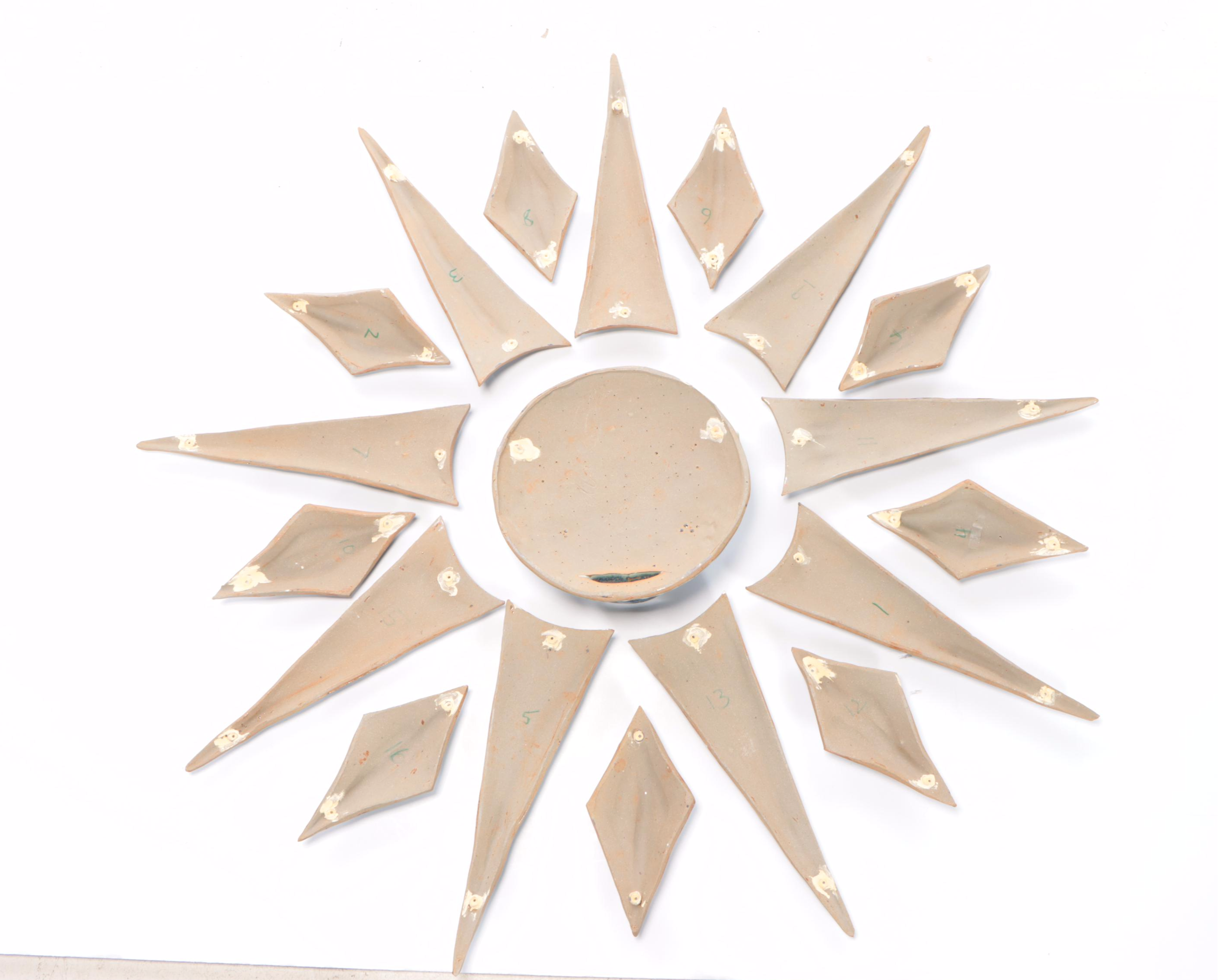 Signed Art Pottery Folk Art Sun, 2002