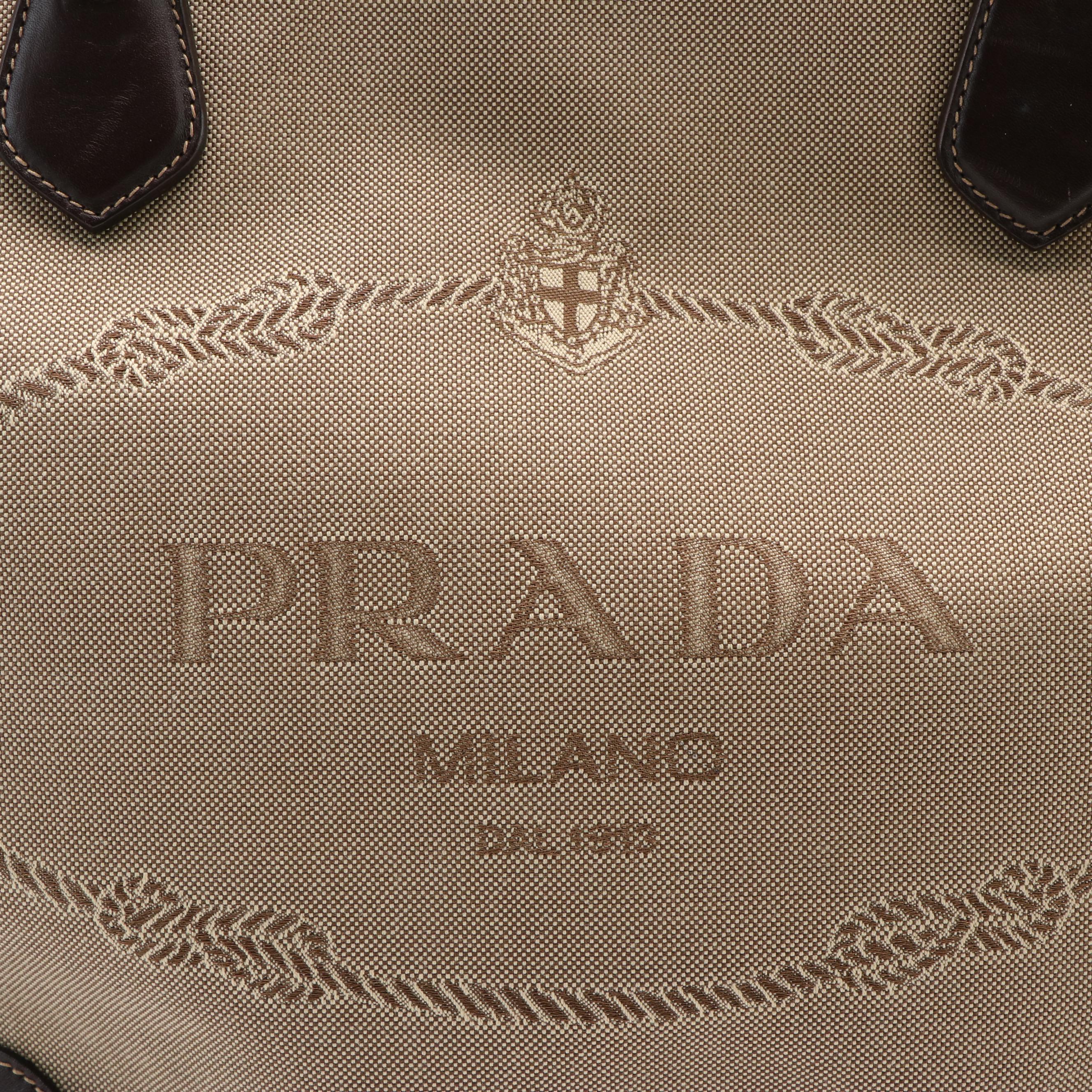 Prada Corda Moro Jacquard Logo Tote Bag
