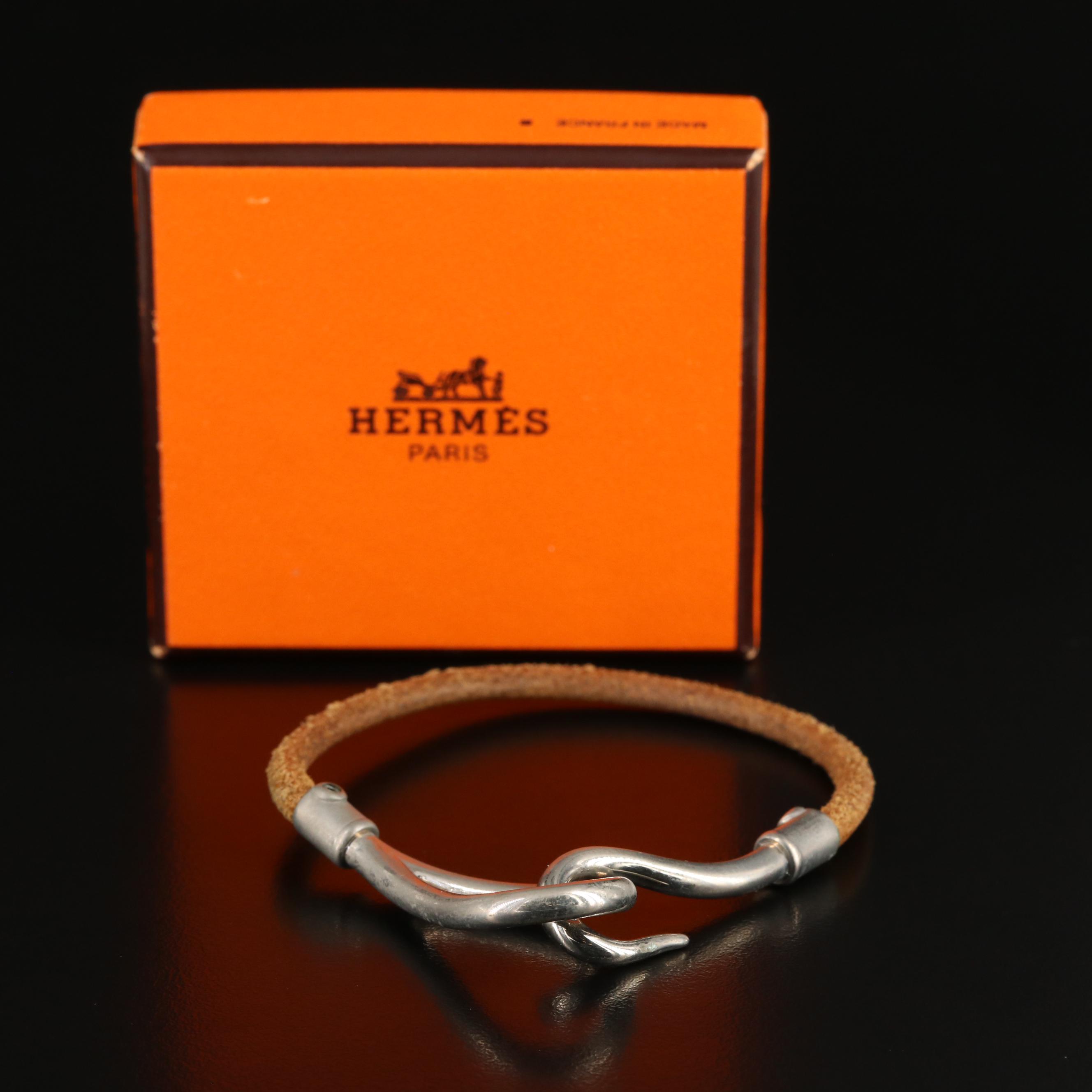Hermès Brown Leather Rope Bracelet With Box