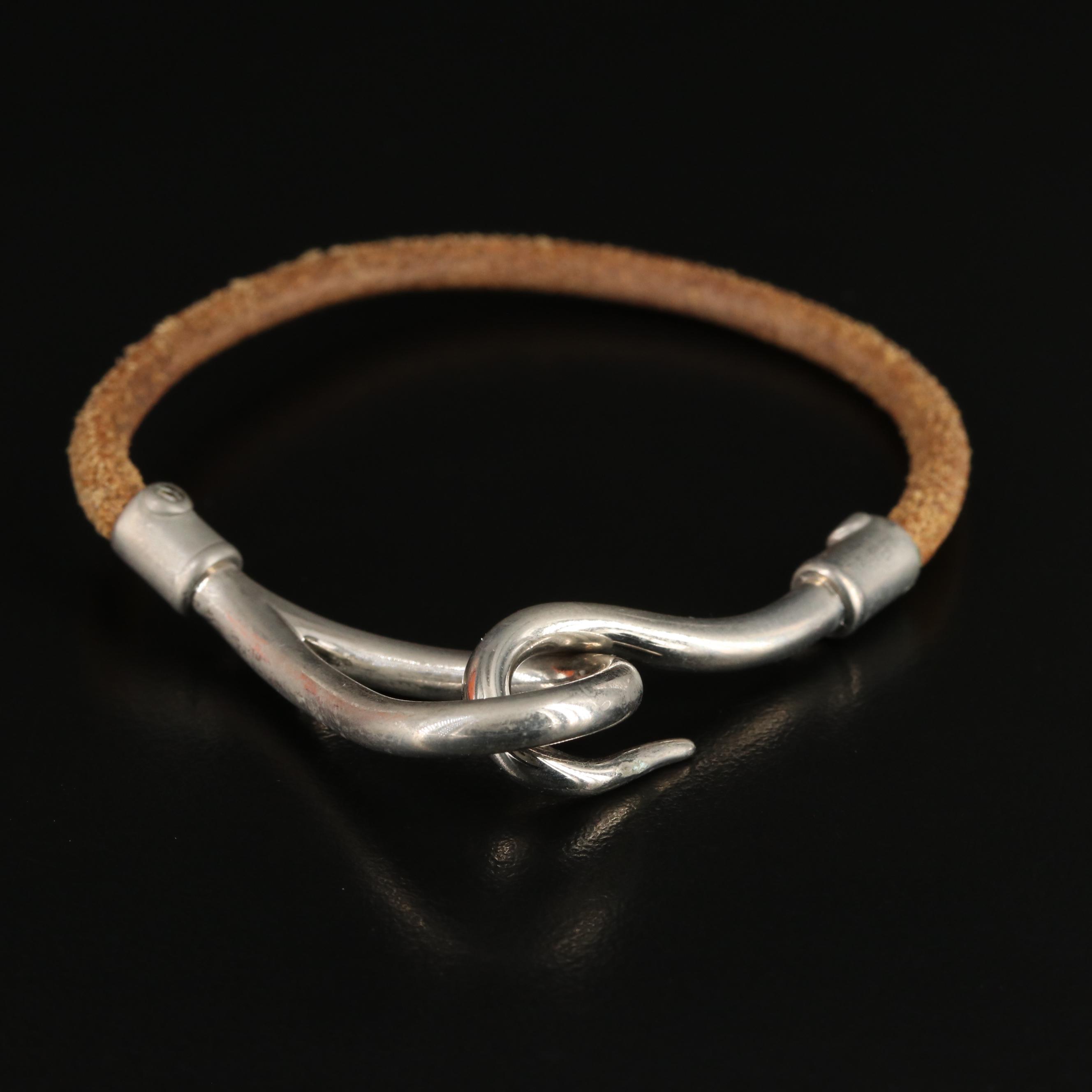 Hermès Brown Leather Rope Bracelet With Box