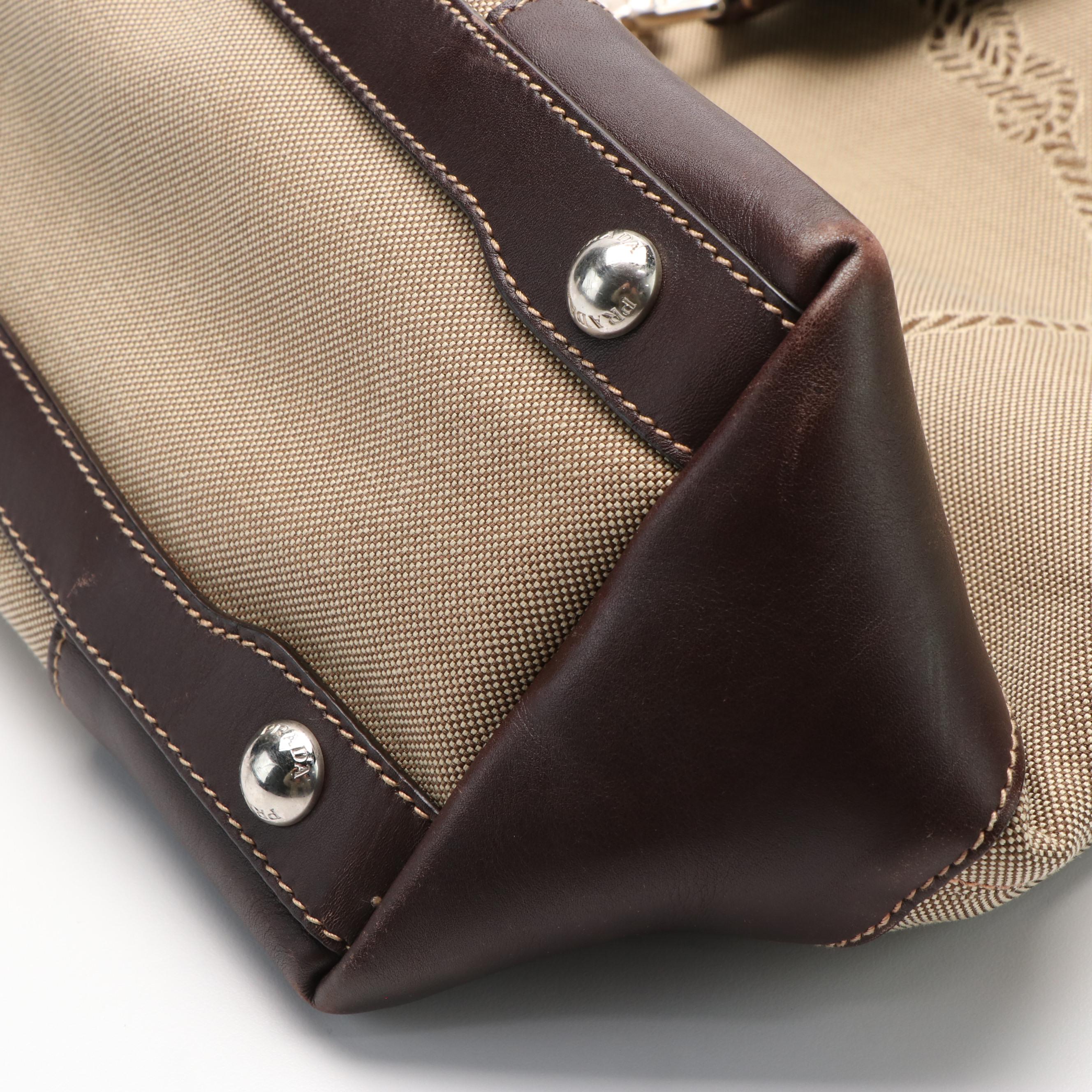 Prada Corda Moro Jacquard Logo Tote Bag