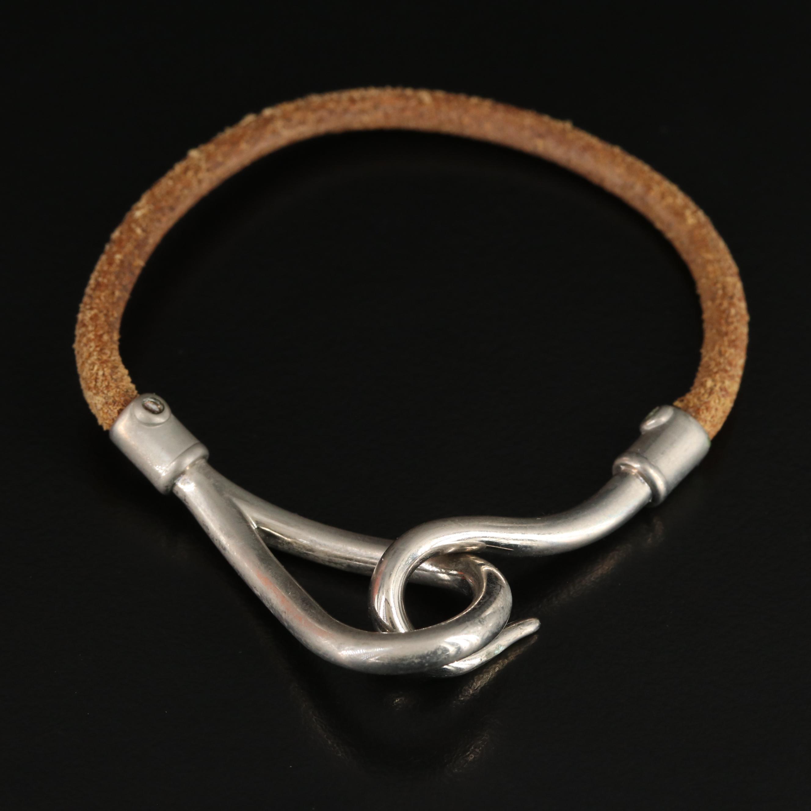 Hermès Brown Leather Rope Bracelet With Box