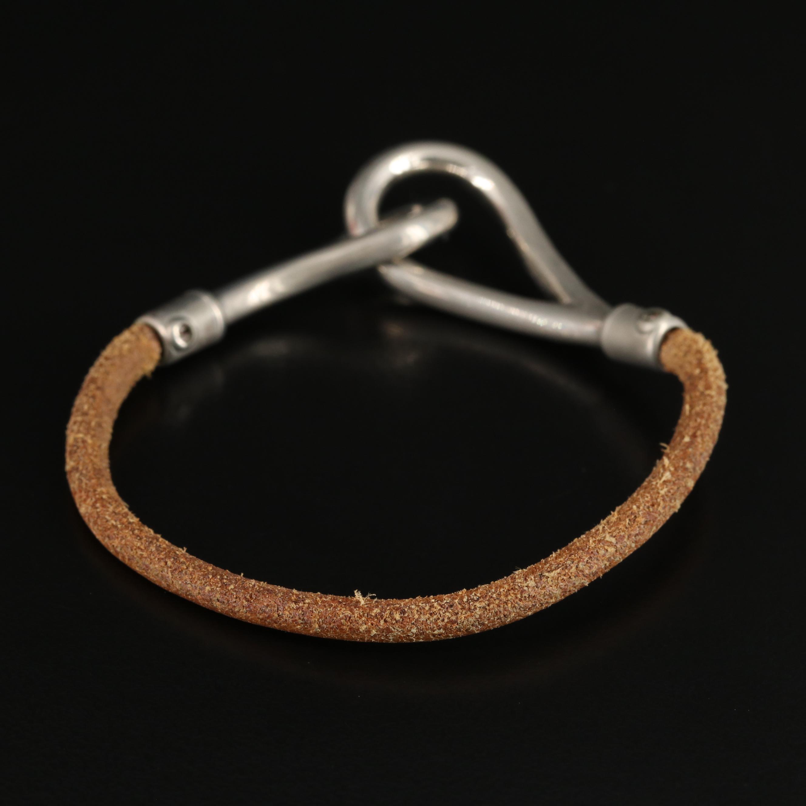 Hermès Brown Leather Rope Bracelet With Box