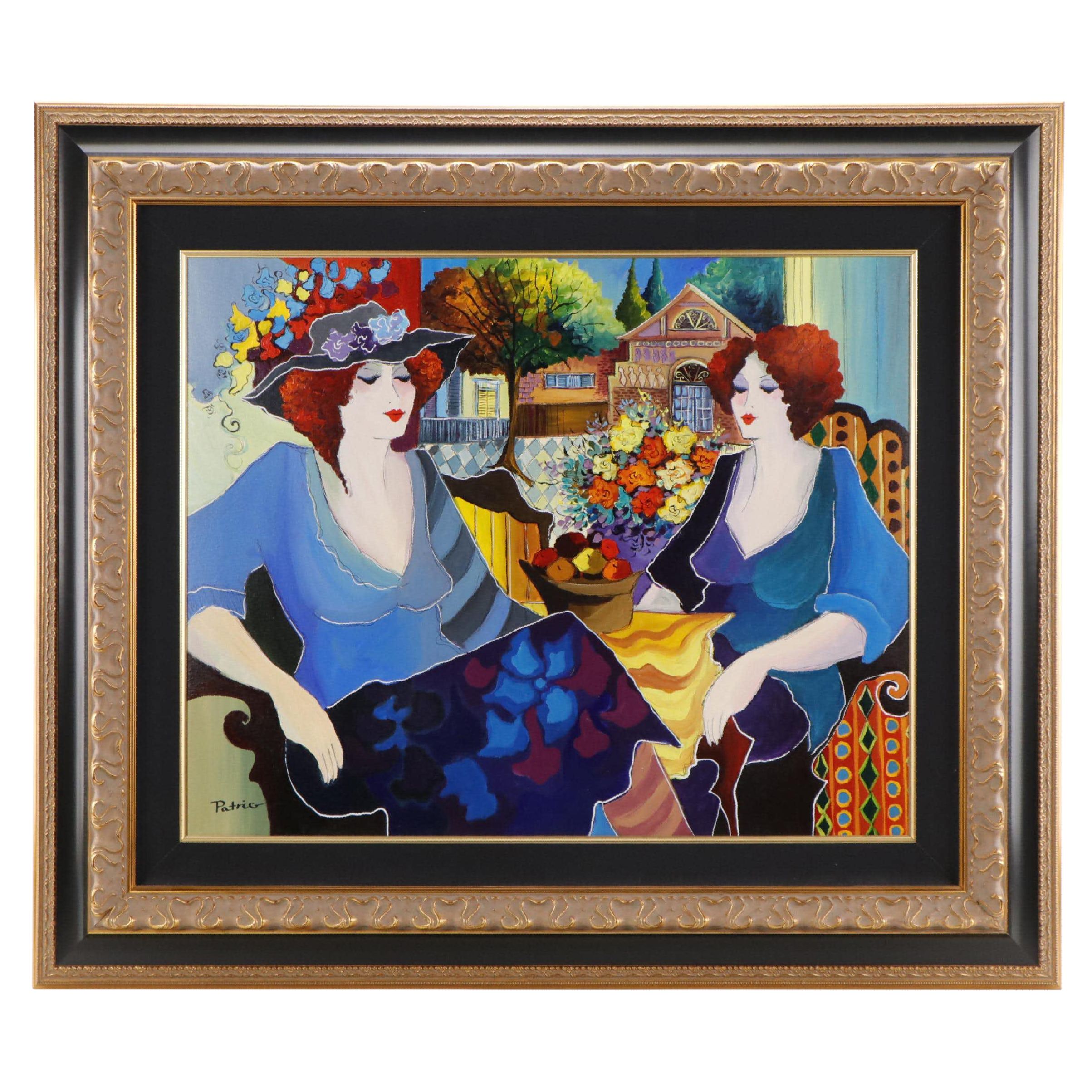 Patricia Govezensky Acrylic Painting of Ladies, 21st Century