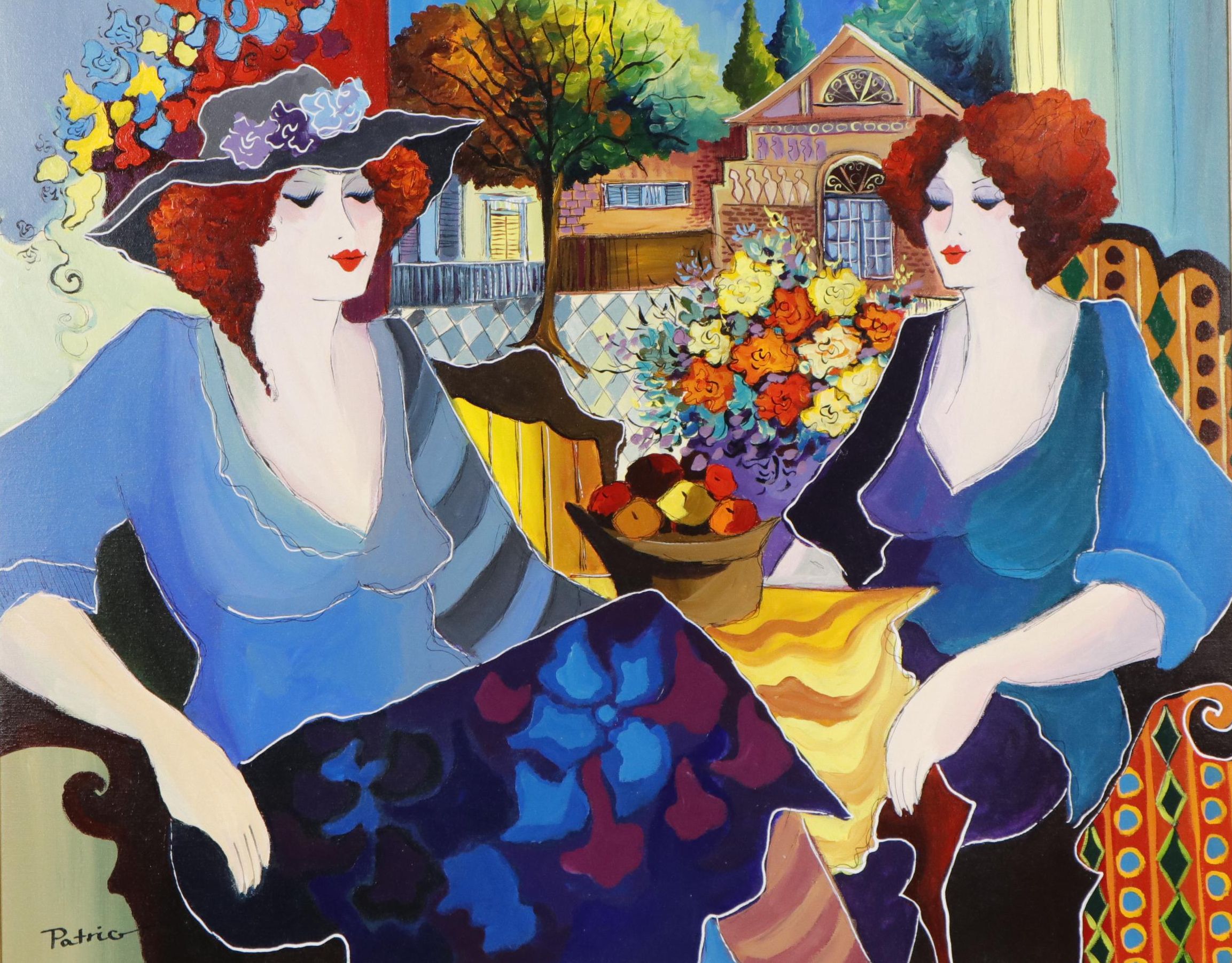 Patricia Govezensky Acrylic Painting of Ladies, 21st Century