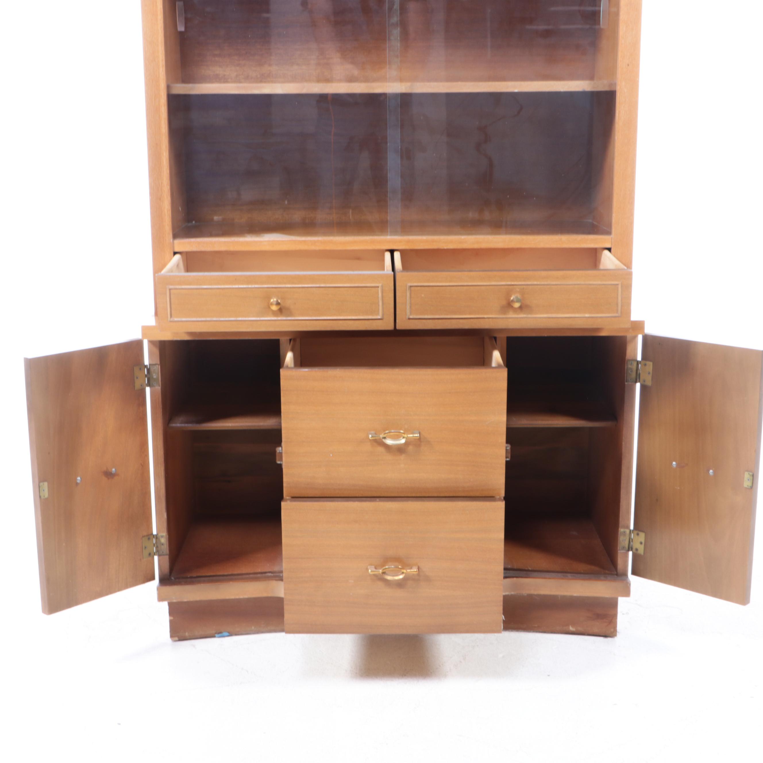 Stanley Furniture Mid Century Modern Walnut China Cabinet