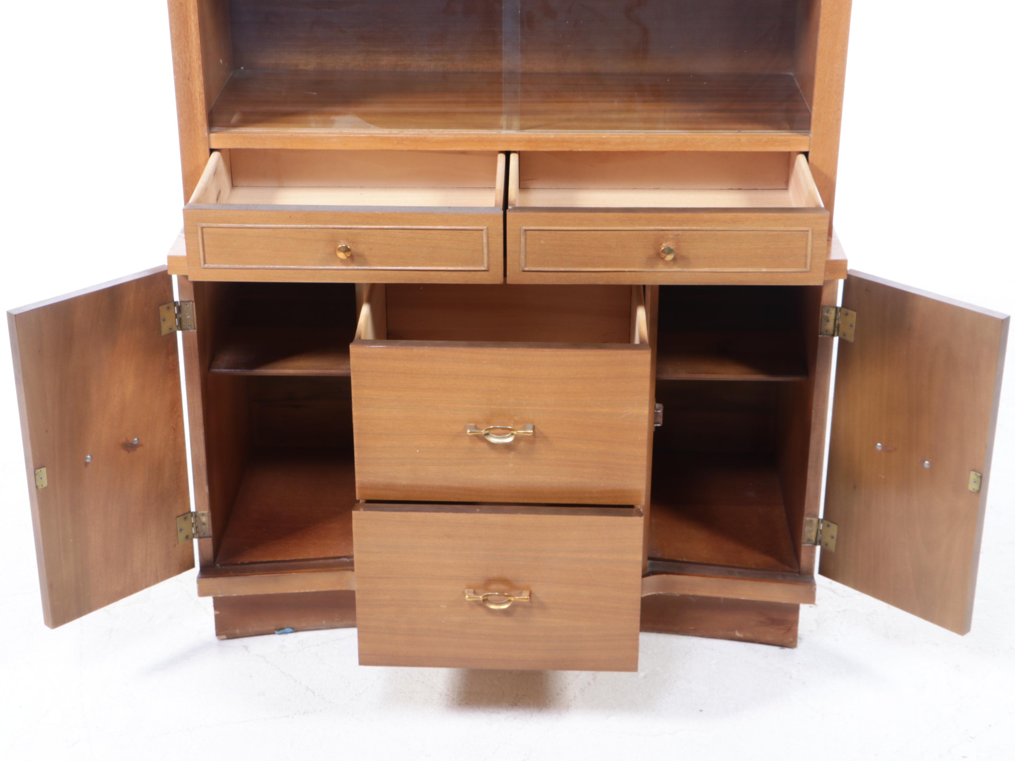 Stanley Furniture Mid Century Modern Walnut China Cabinet