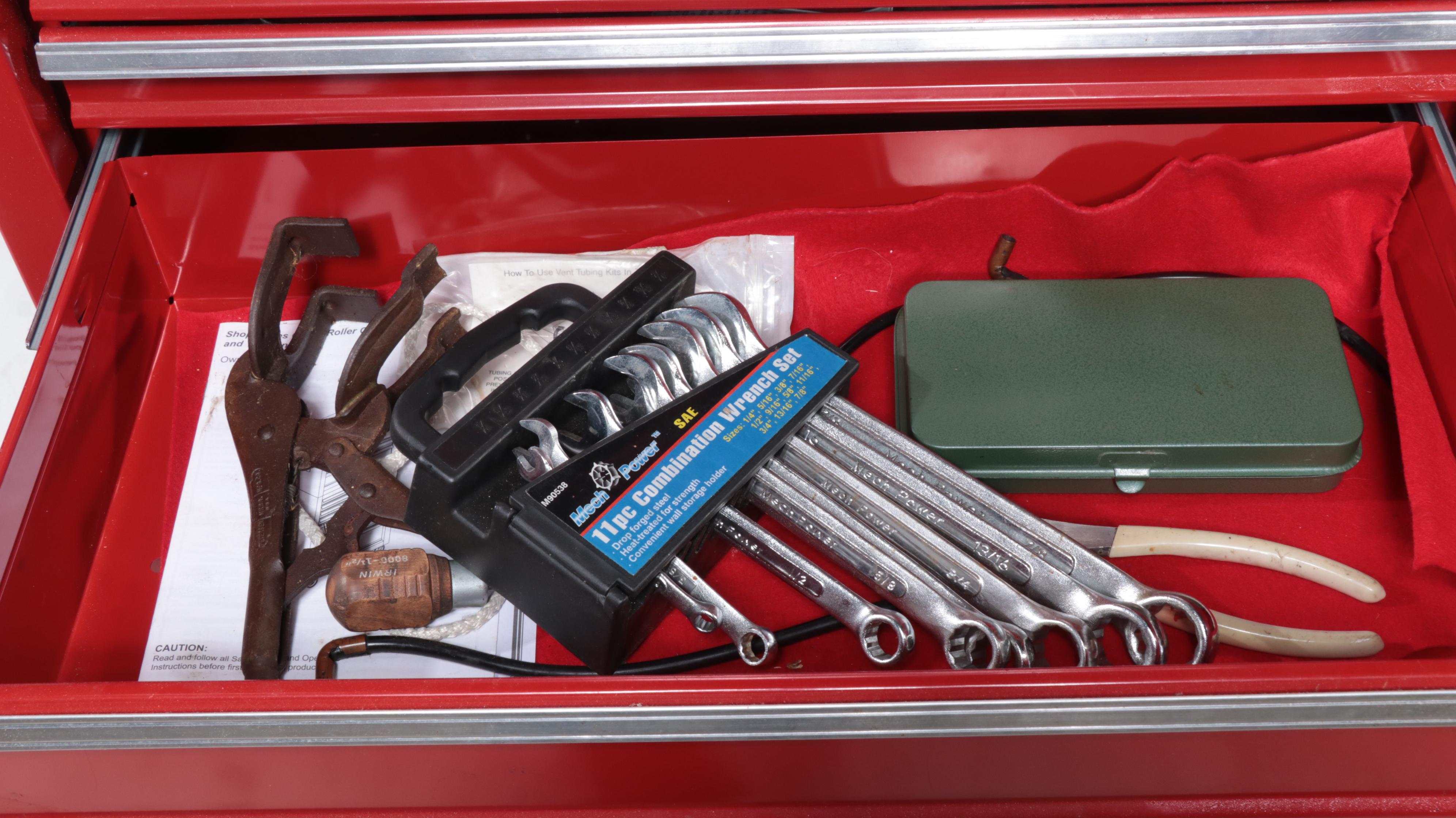 Waterloo Shop Series Enameled Metal Rolling Tool Cabinet With Assorted Tools