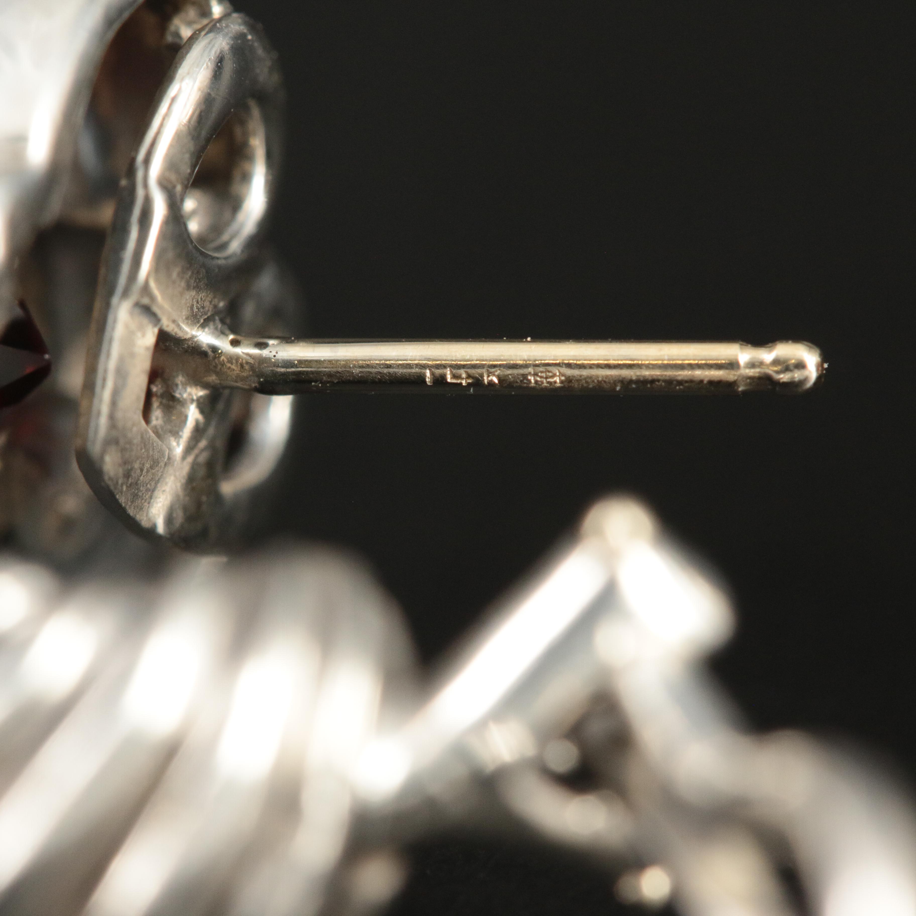 David Yurman Sterling and 14K Garnet Shrimp Heart Earrings