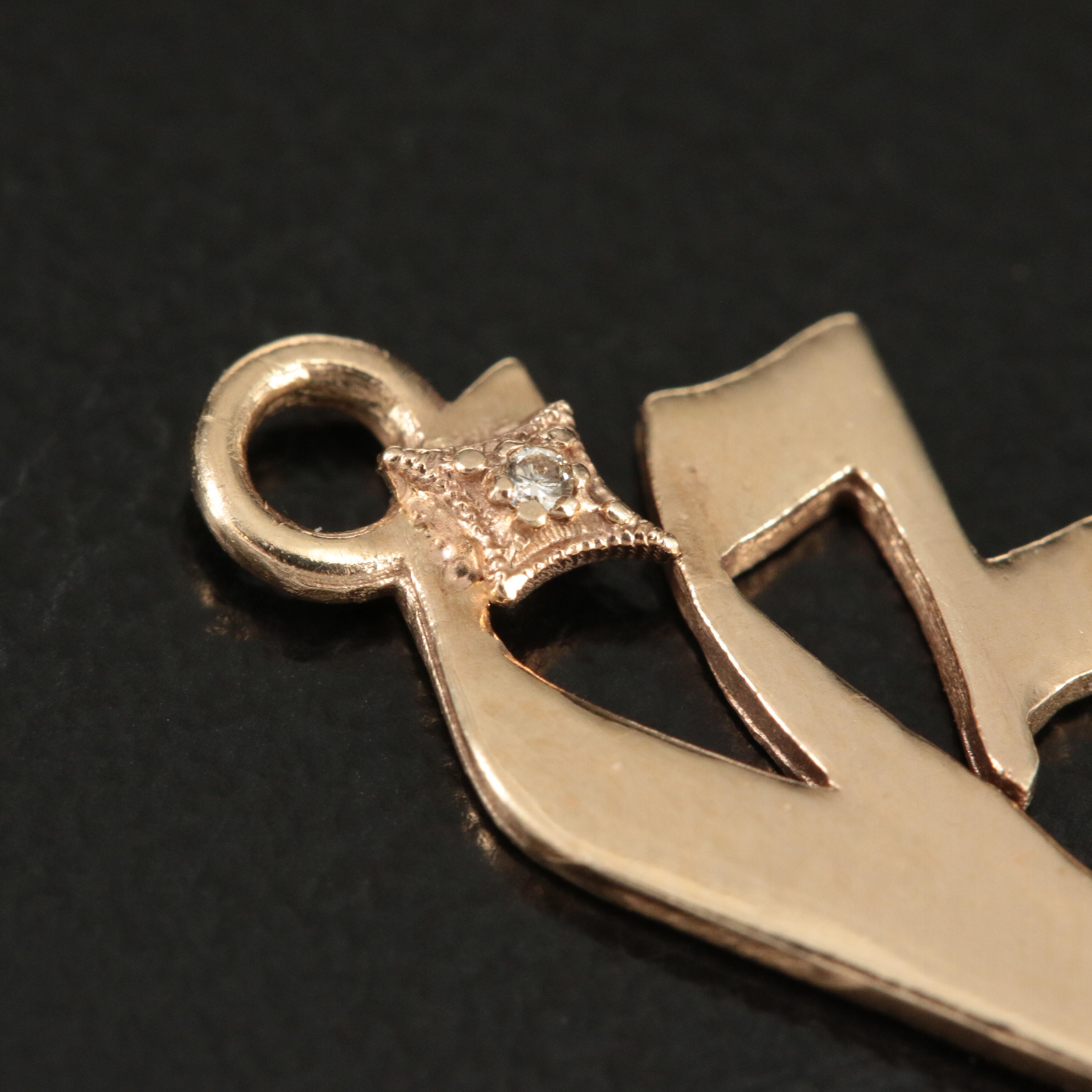 Armenta 14K 0.02 CTW Diamond Old English Letter "k" Pendant