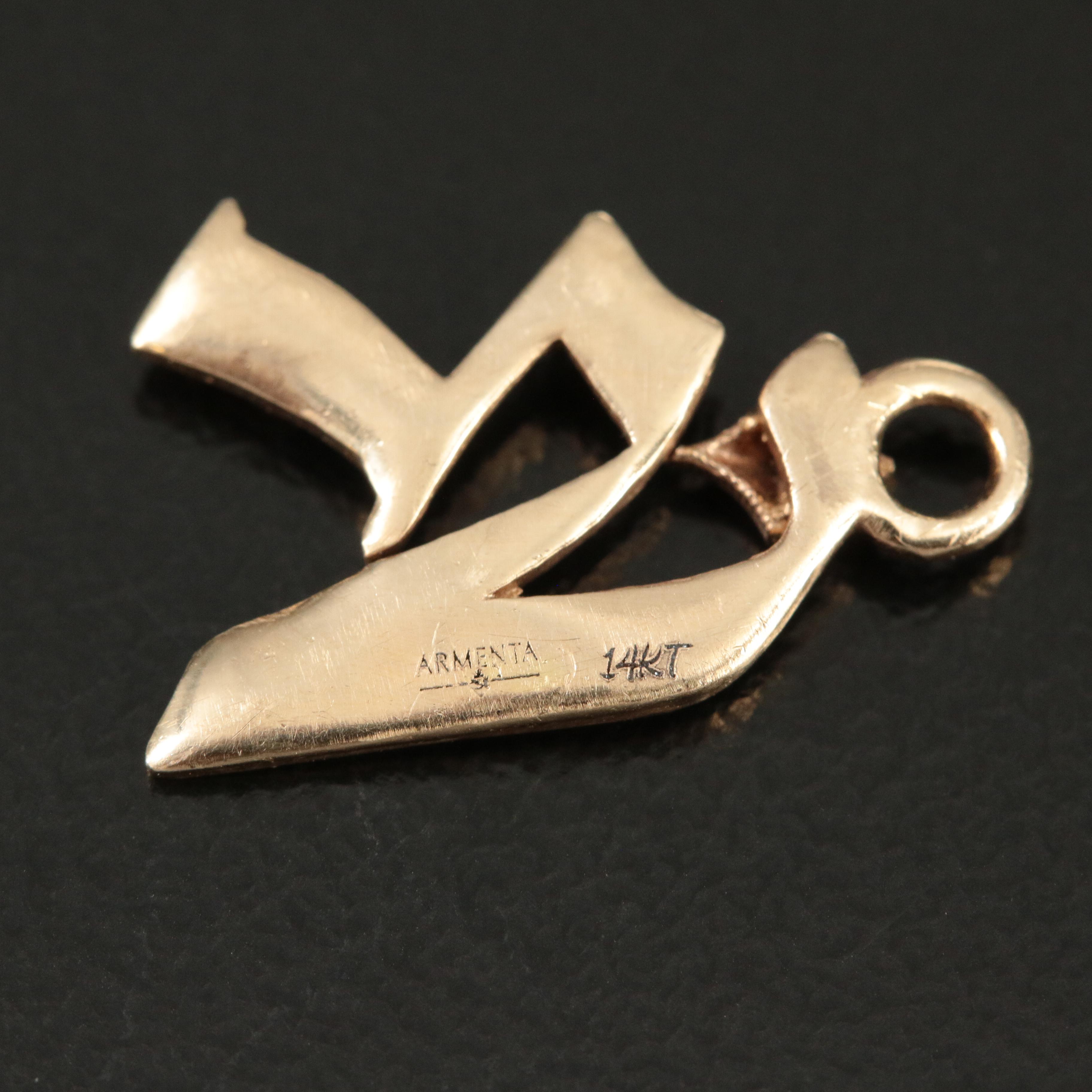 Armenta 14K 0.02 CTW Diamond Old English Letter "k" Pendant