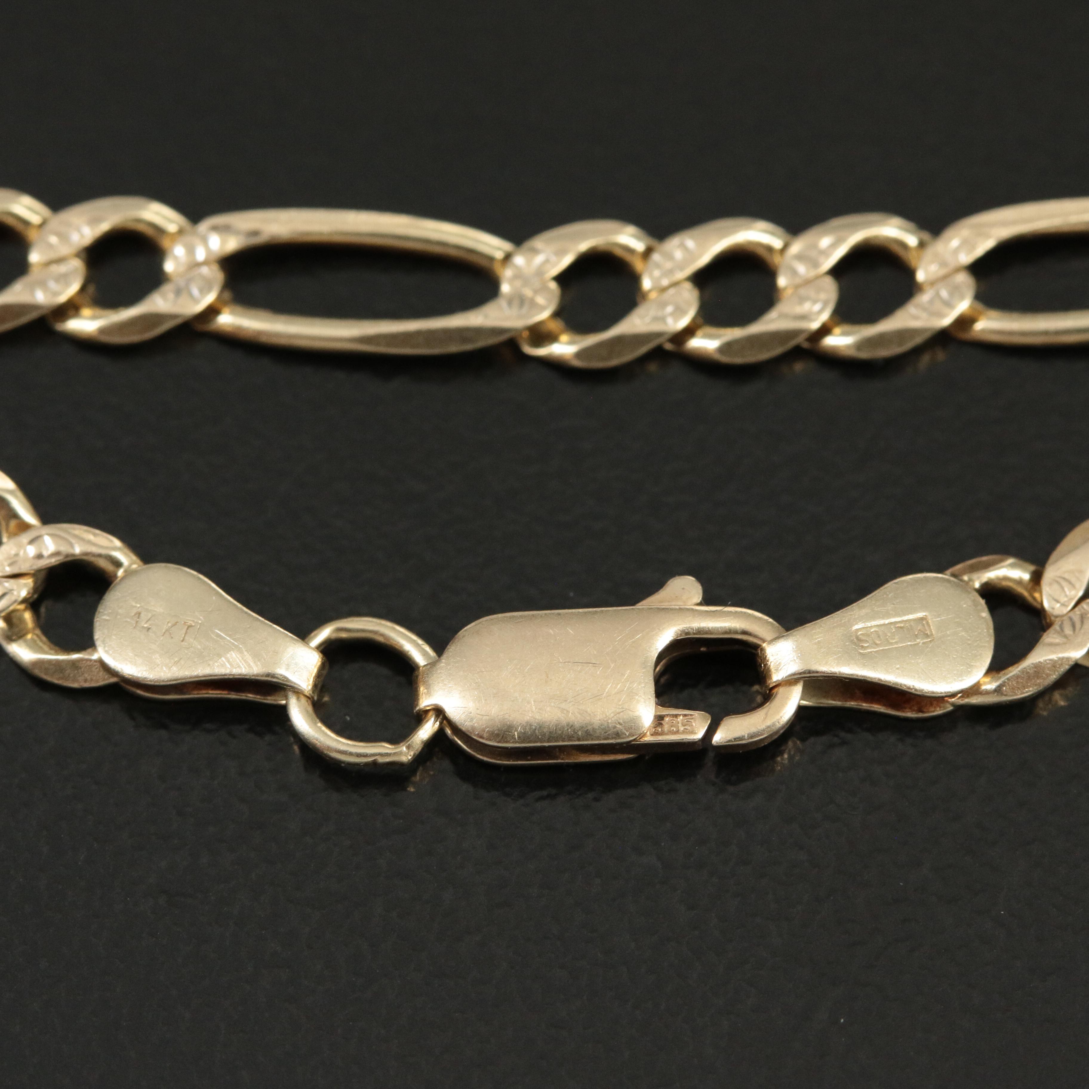 14K Figaro Chain Bracelet