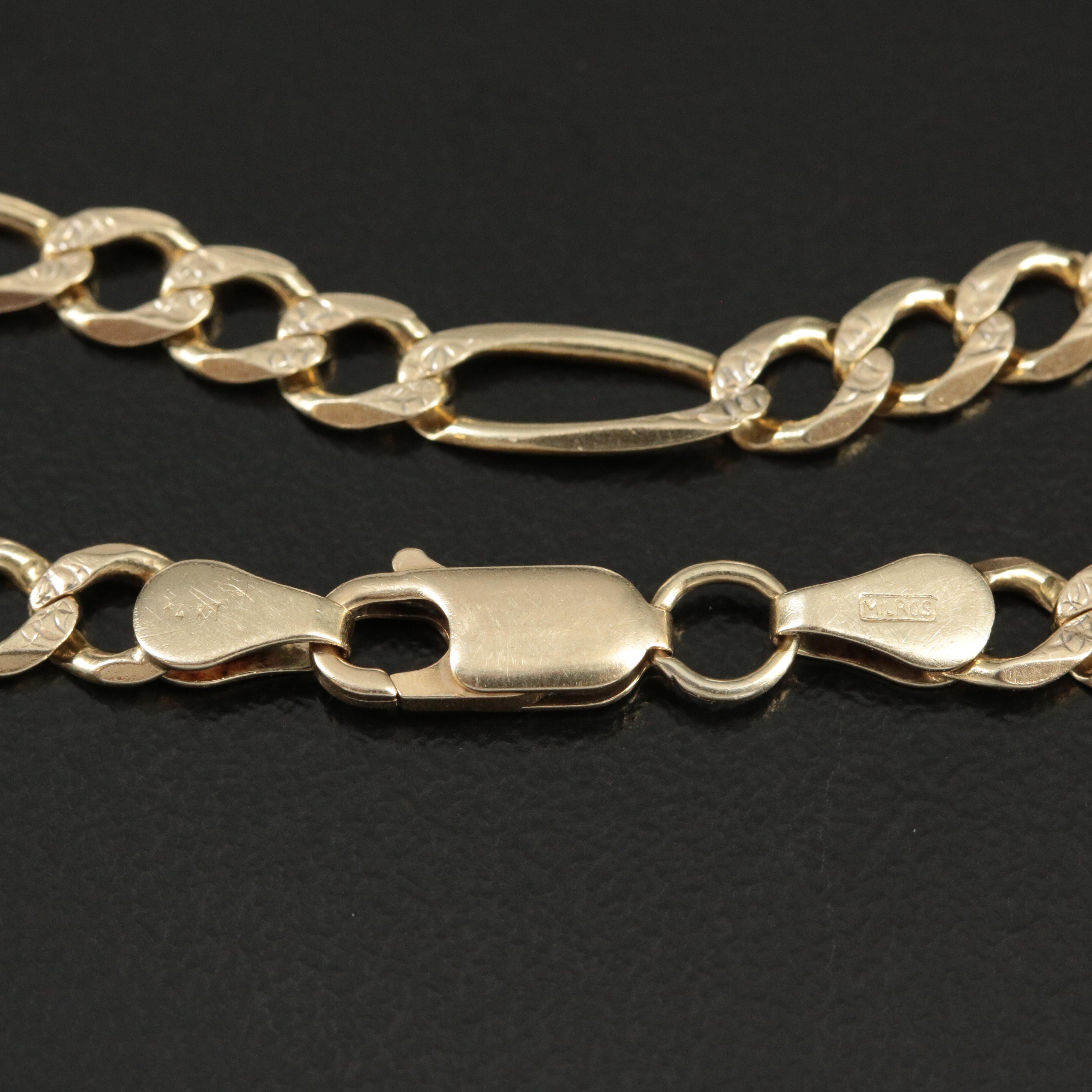 14K Figaro Chain Bracelet