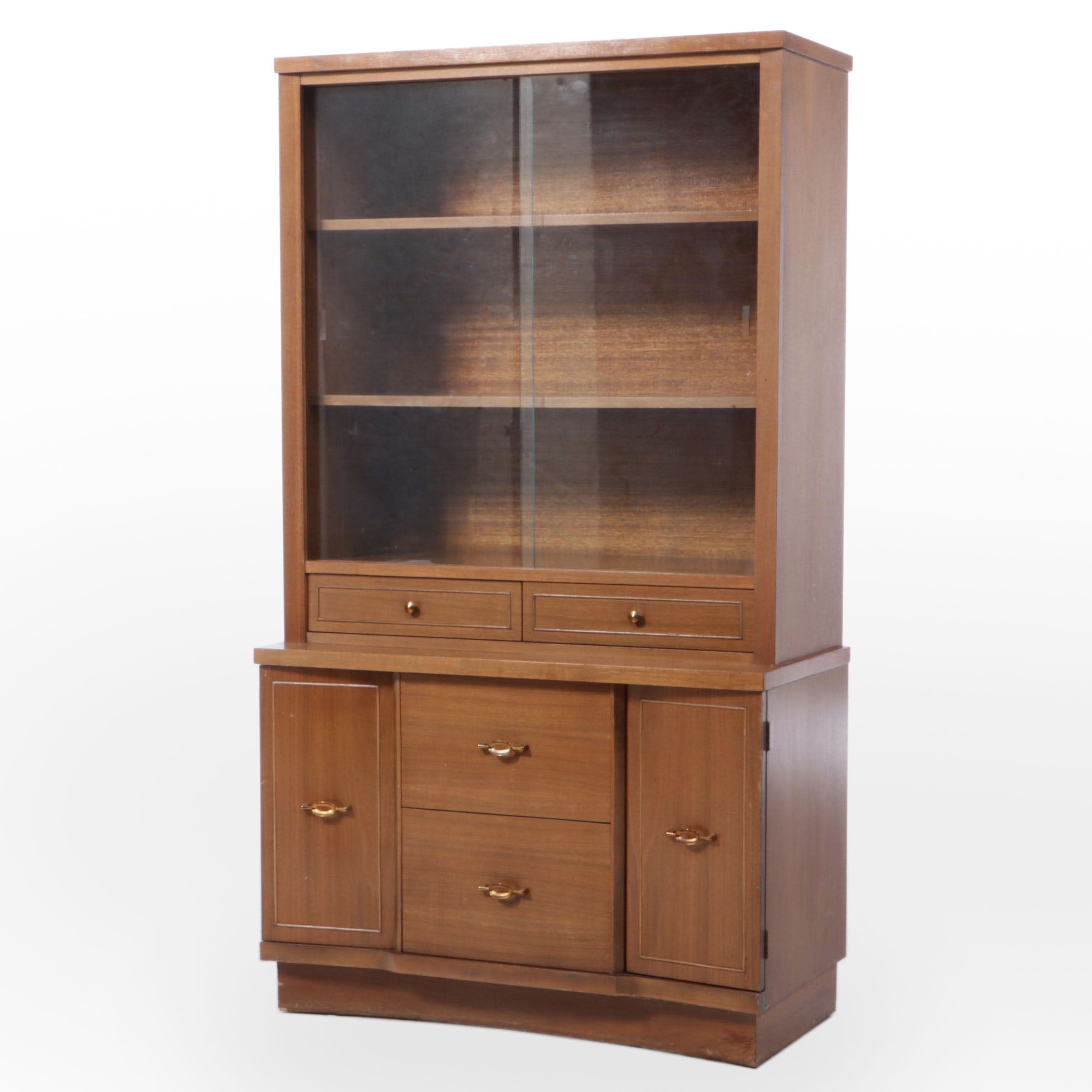 Stanley Furniture Mid Century Modern Walnut China Cabinet