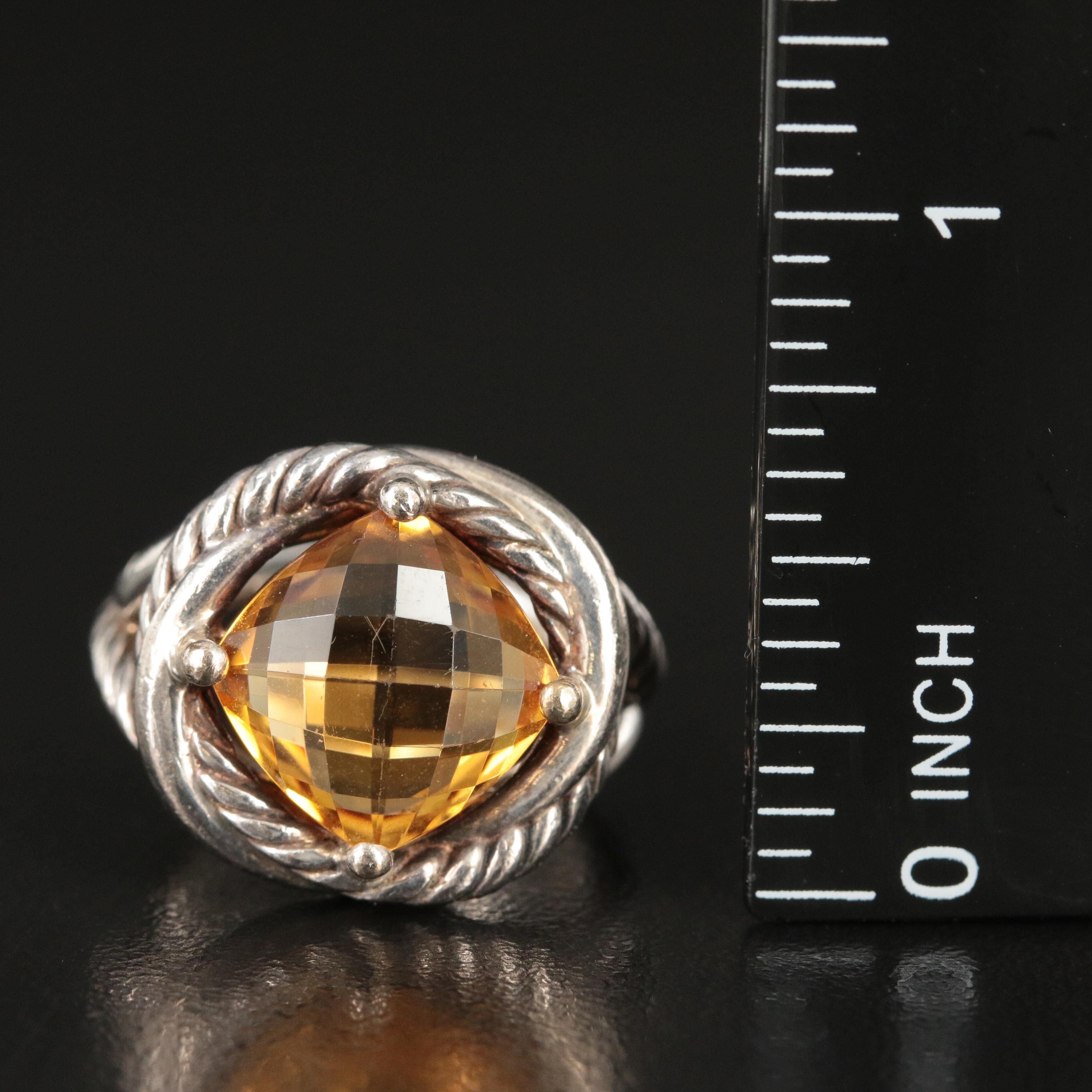 David Yurman "Infinity" Sterling Citrine Ring