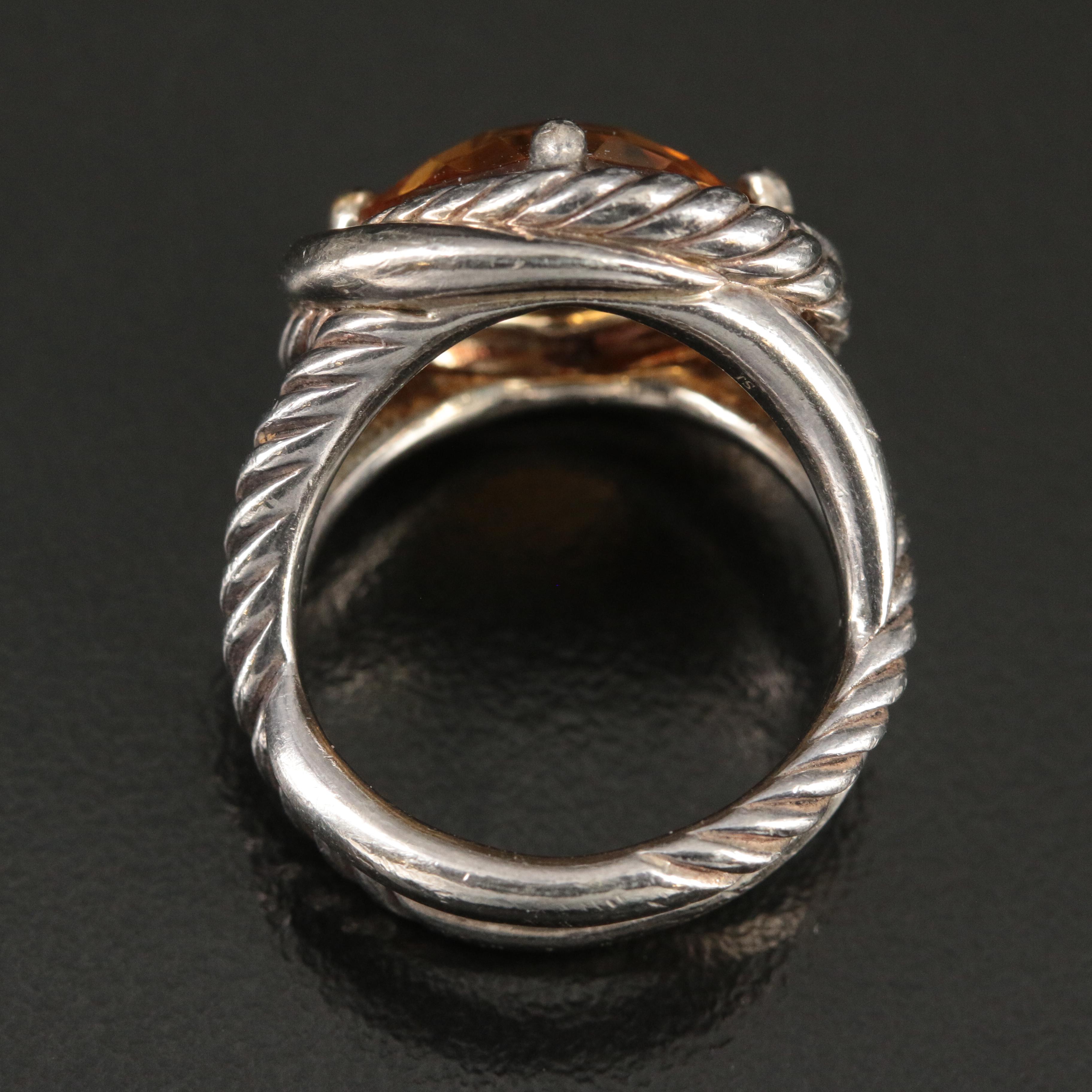 David Yurman "Infinity" Sterling Citrine Ring