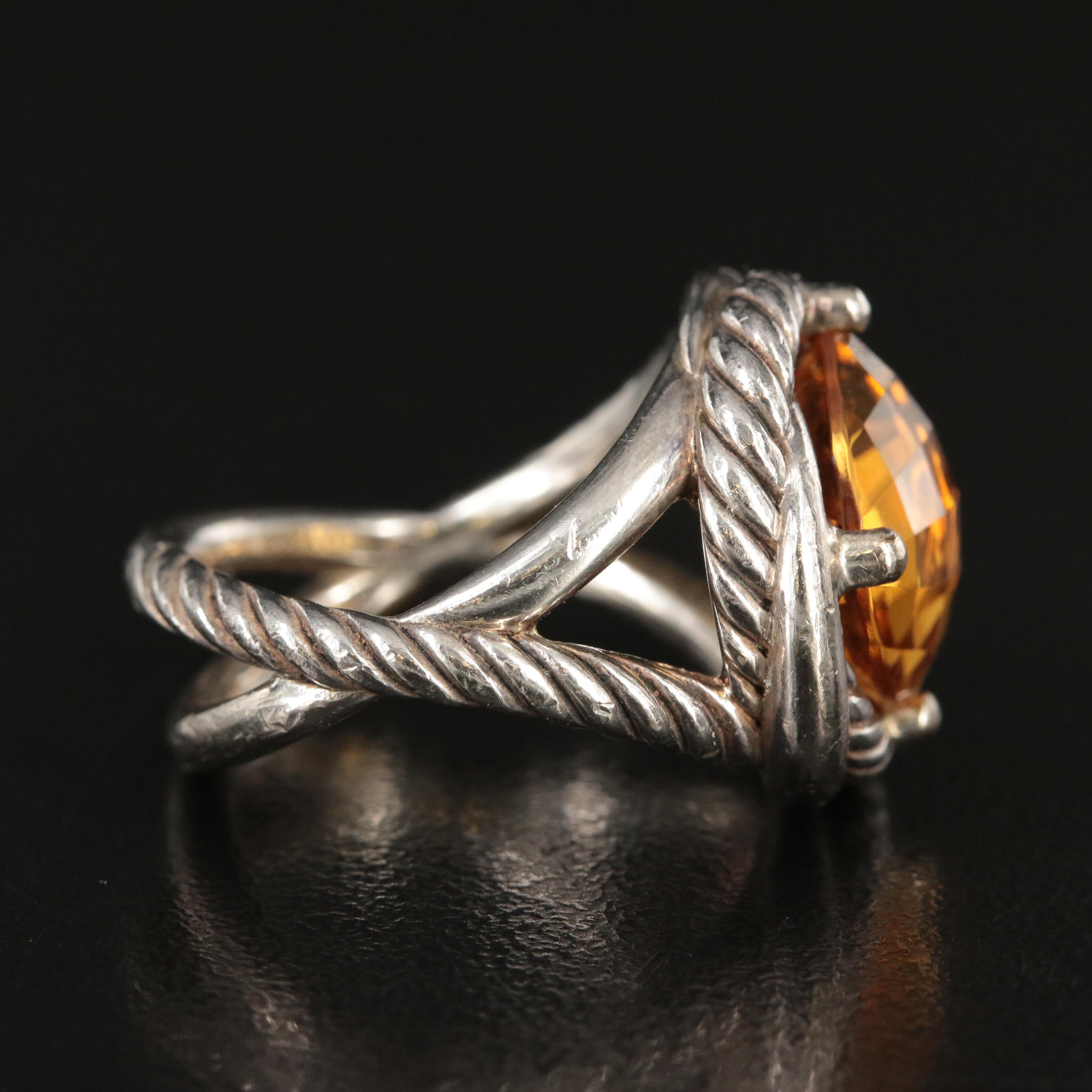 David Yurman "Infinity" Sterling Citrine Ring