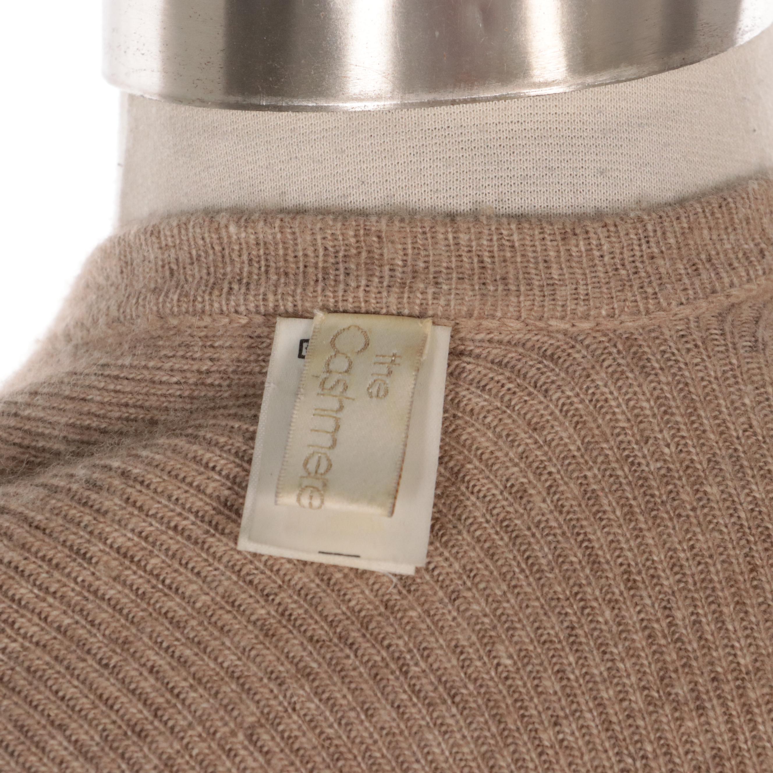 The Cashmere Collector Knit Open Front Shawl in Tan Cashmere