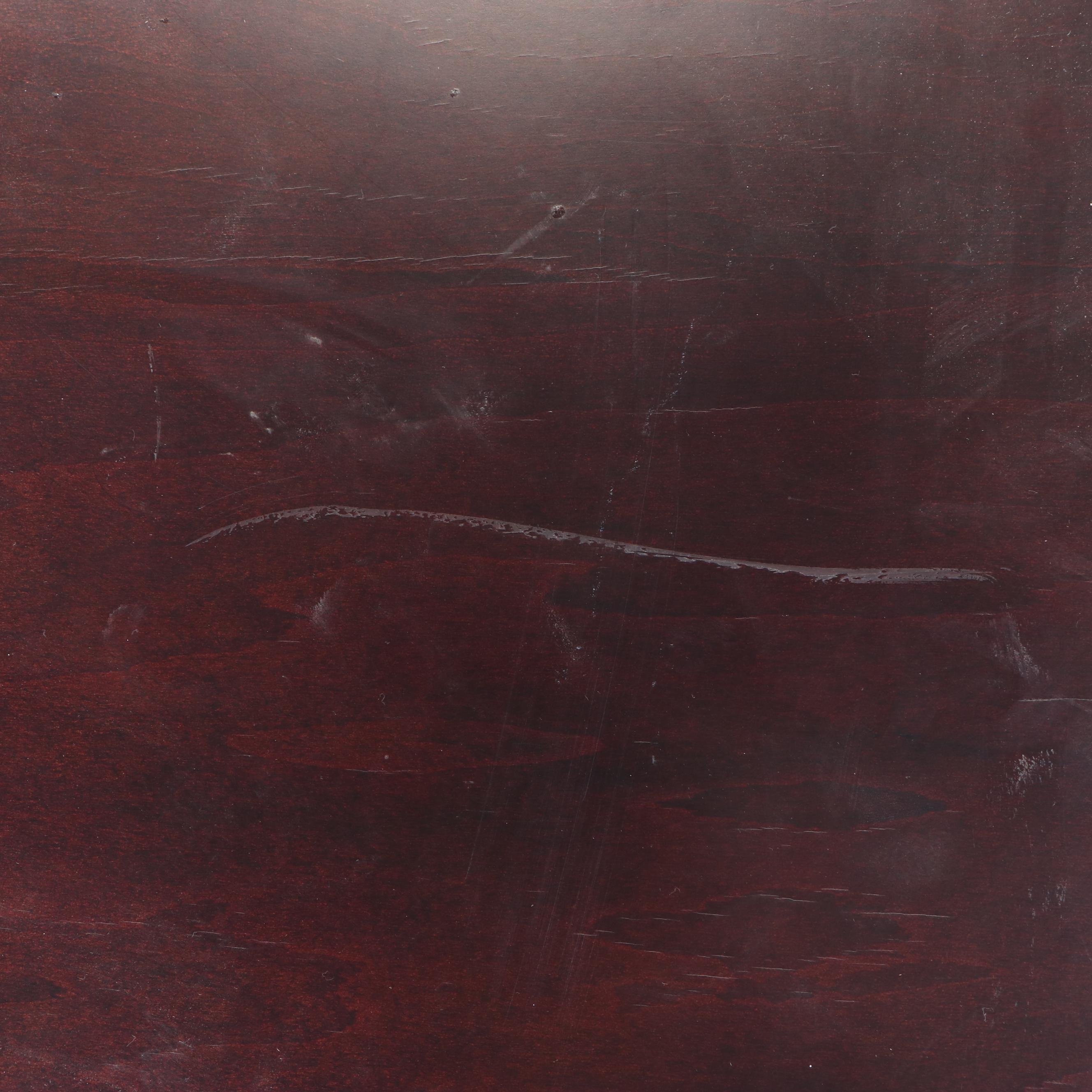 Modernist Style Chrome, Cherrywood-Stained, and Glass Top Credenza