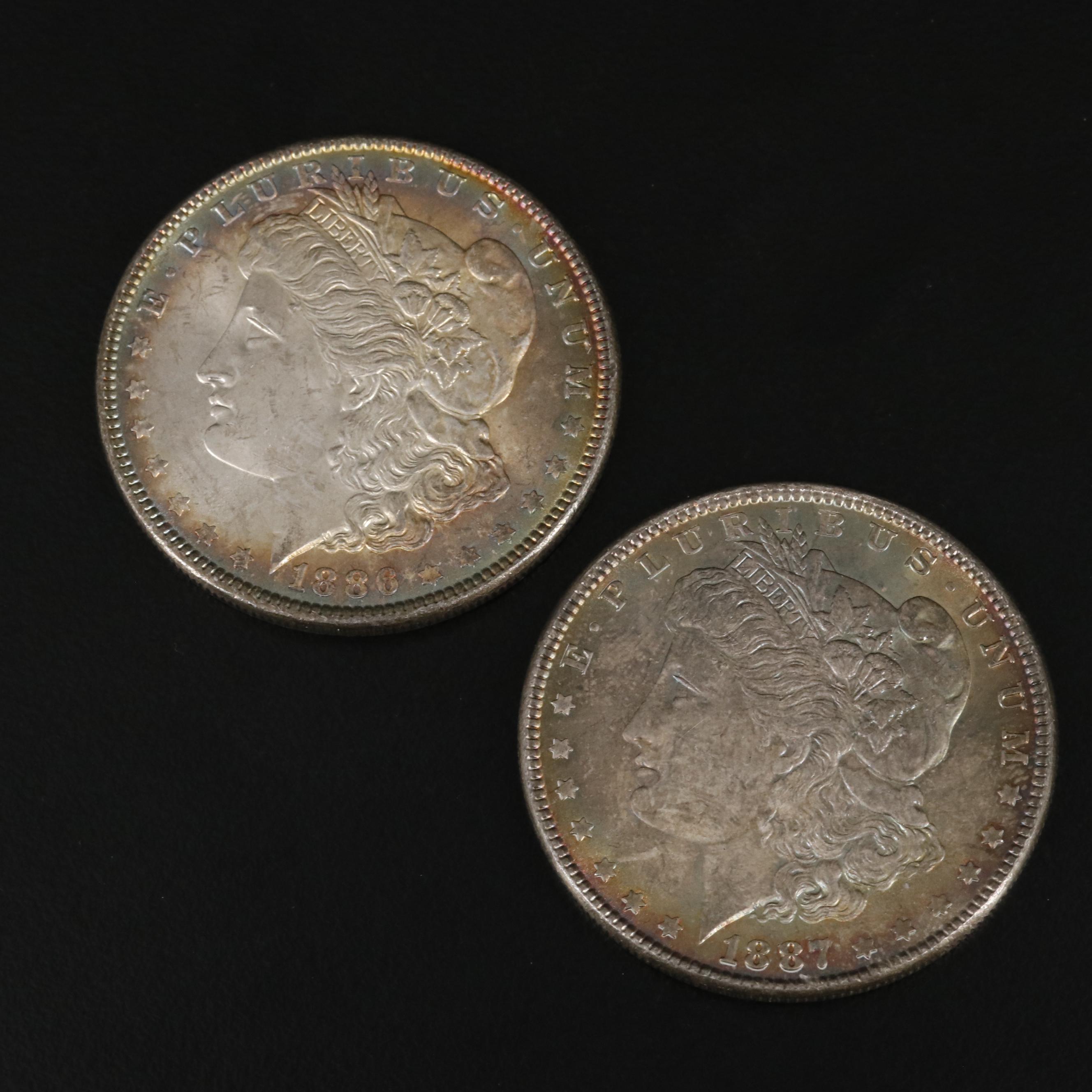 1886 and 1887 Uncirculated Morgan Silver Dollars