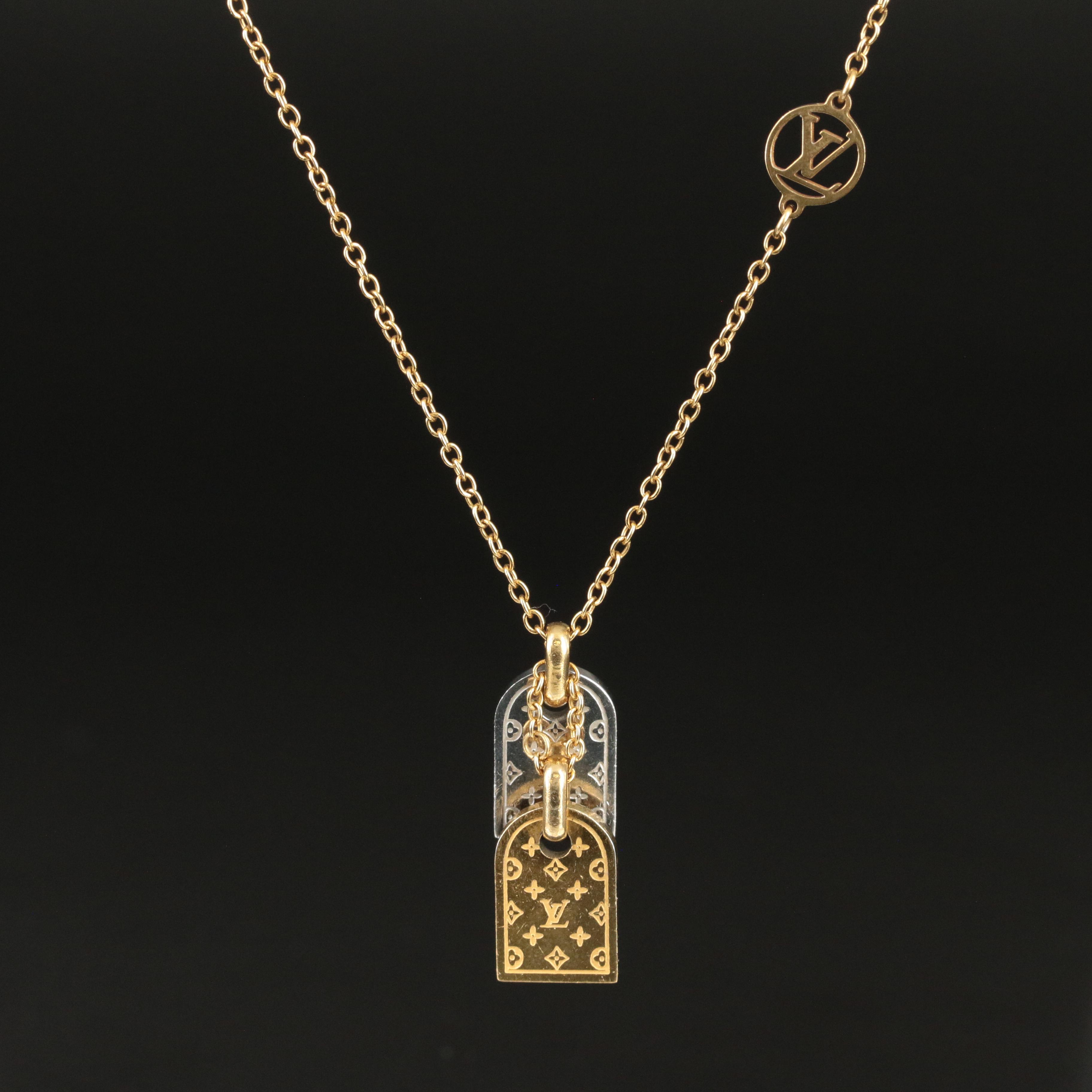 Louis Vuitton "Nanogram" Name Tag Logo Necklace