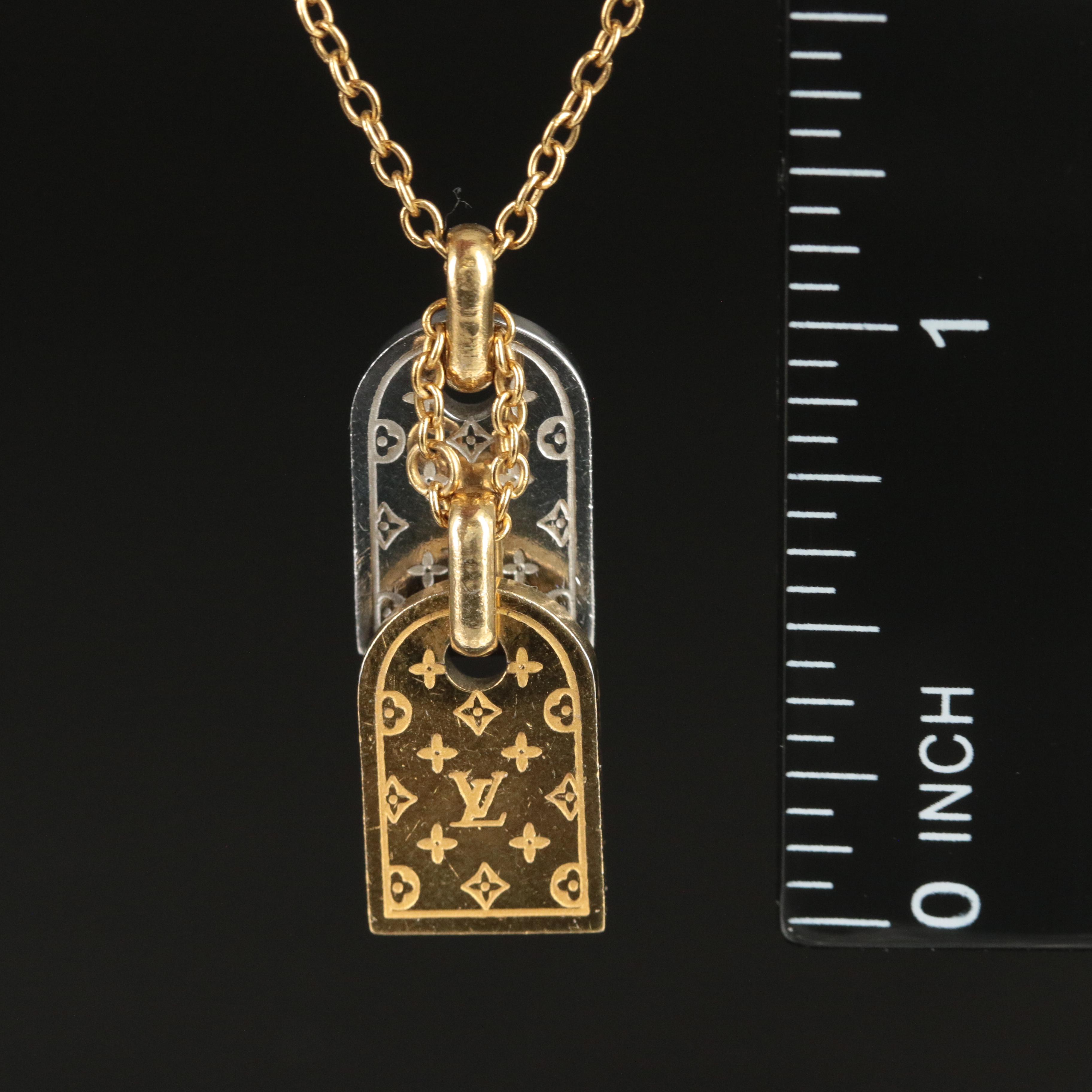 Louis Vuitton "Nanogram" Name Tag Logo Necklace