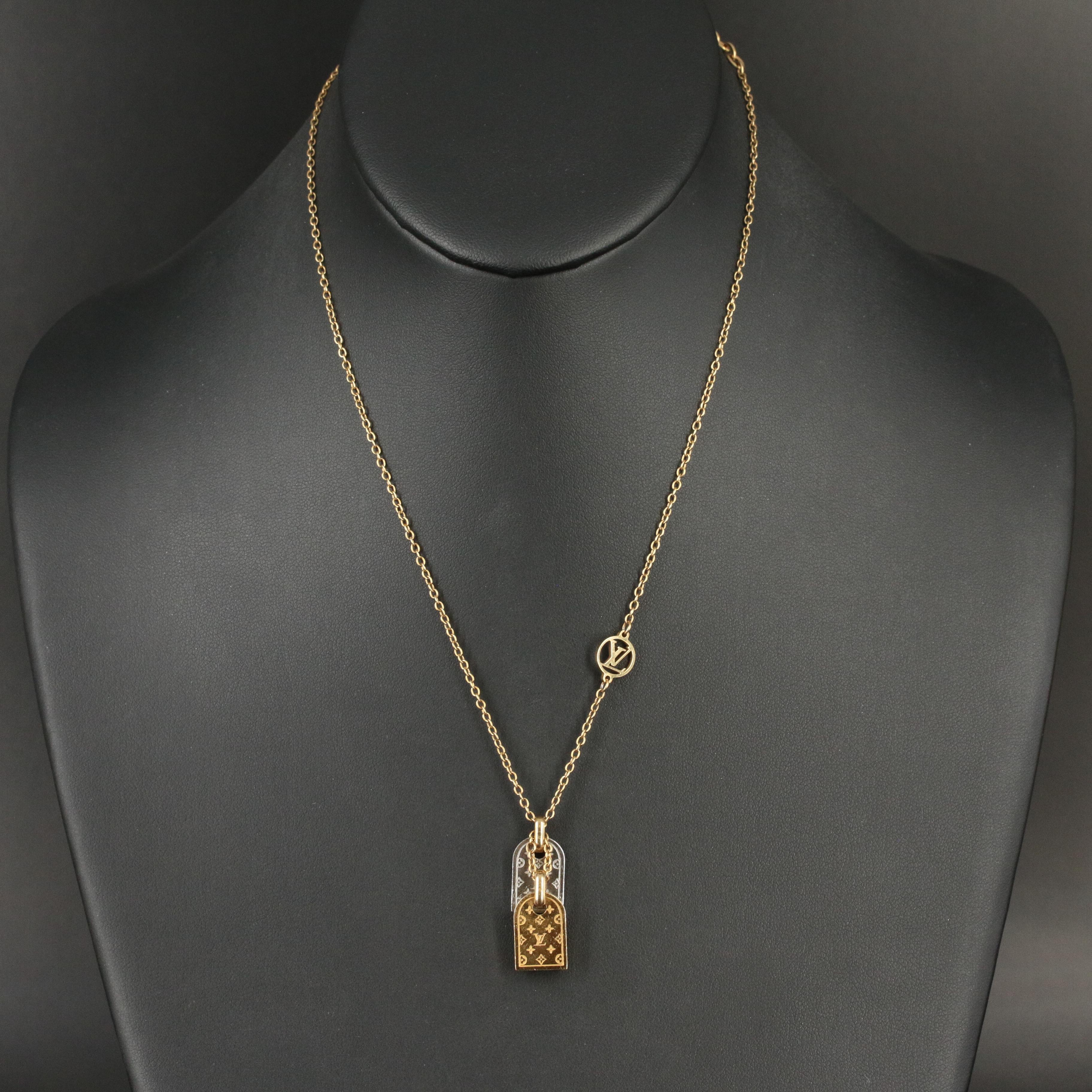 Louis Vuitton "Nanogram" Name Tag Logo Necklace