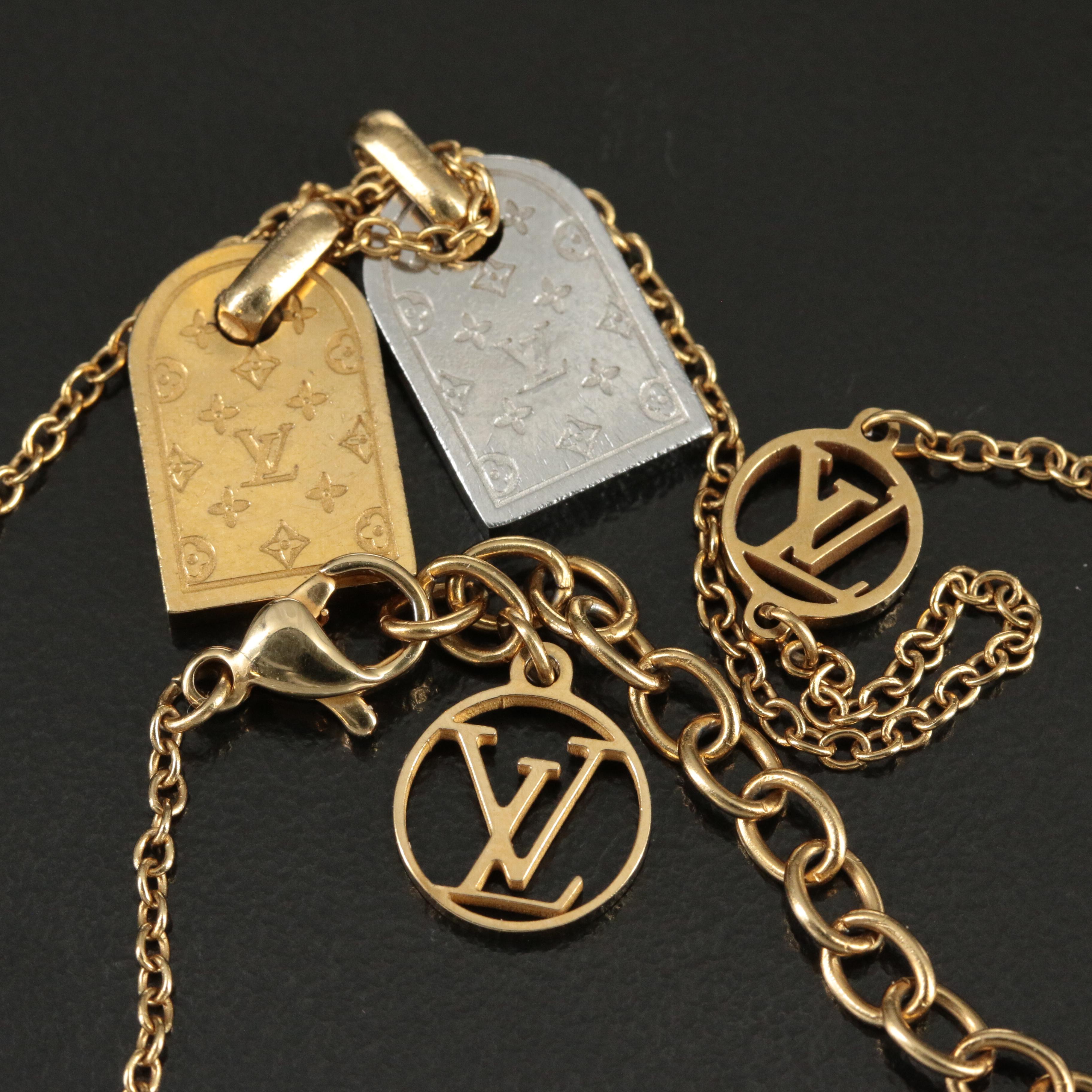 Louis Vuitton "Nanogram" Name Tag Logo Necklace