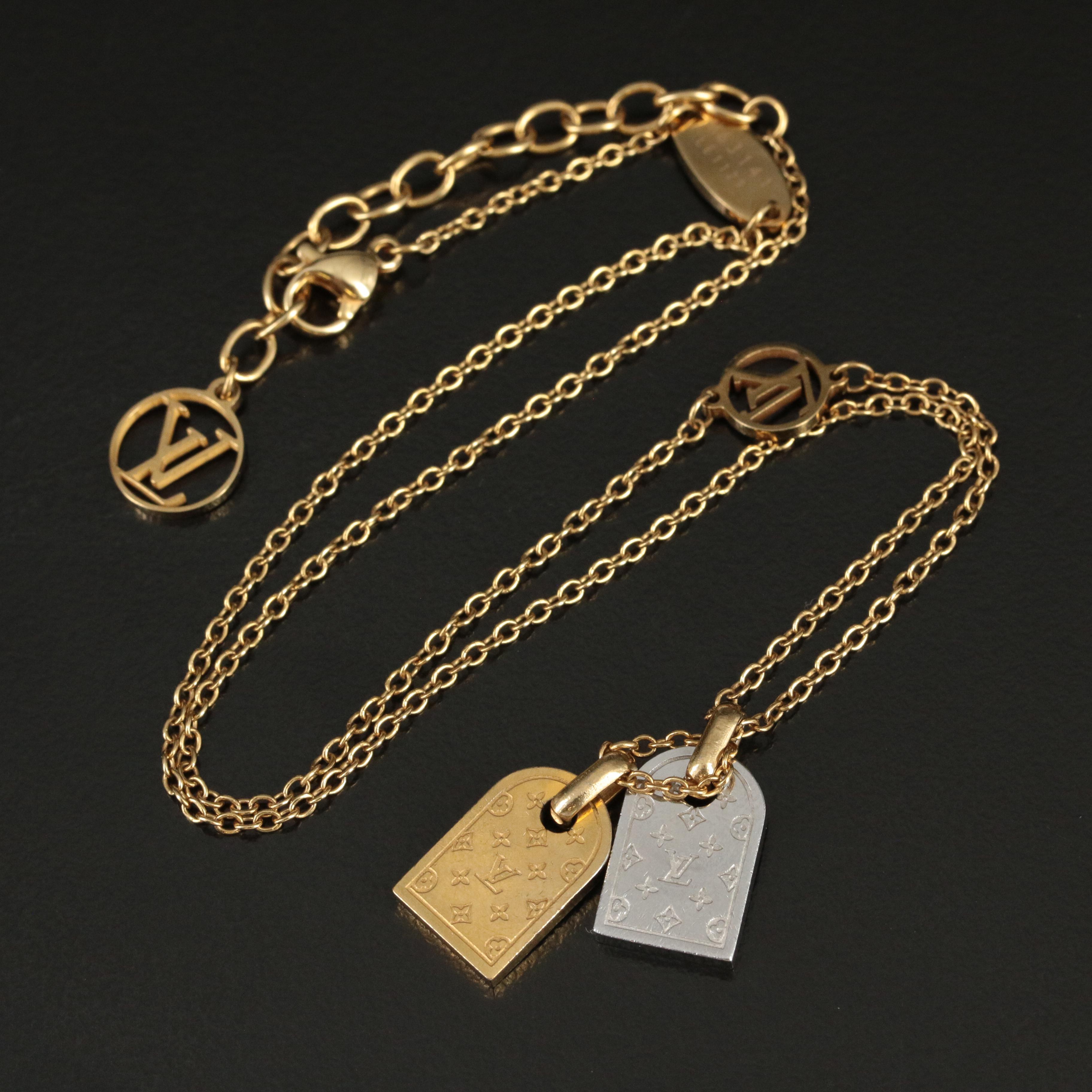 Louis Vuitton "Nanogram" Name Tag Logo Necklace